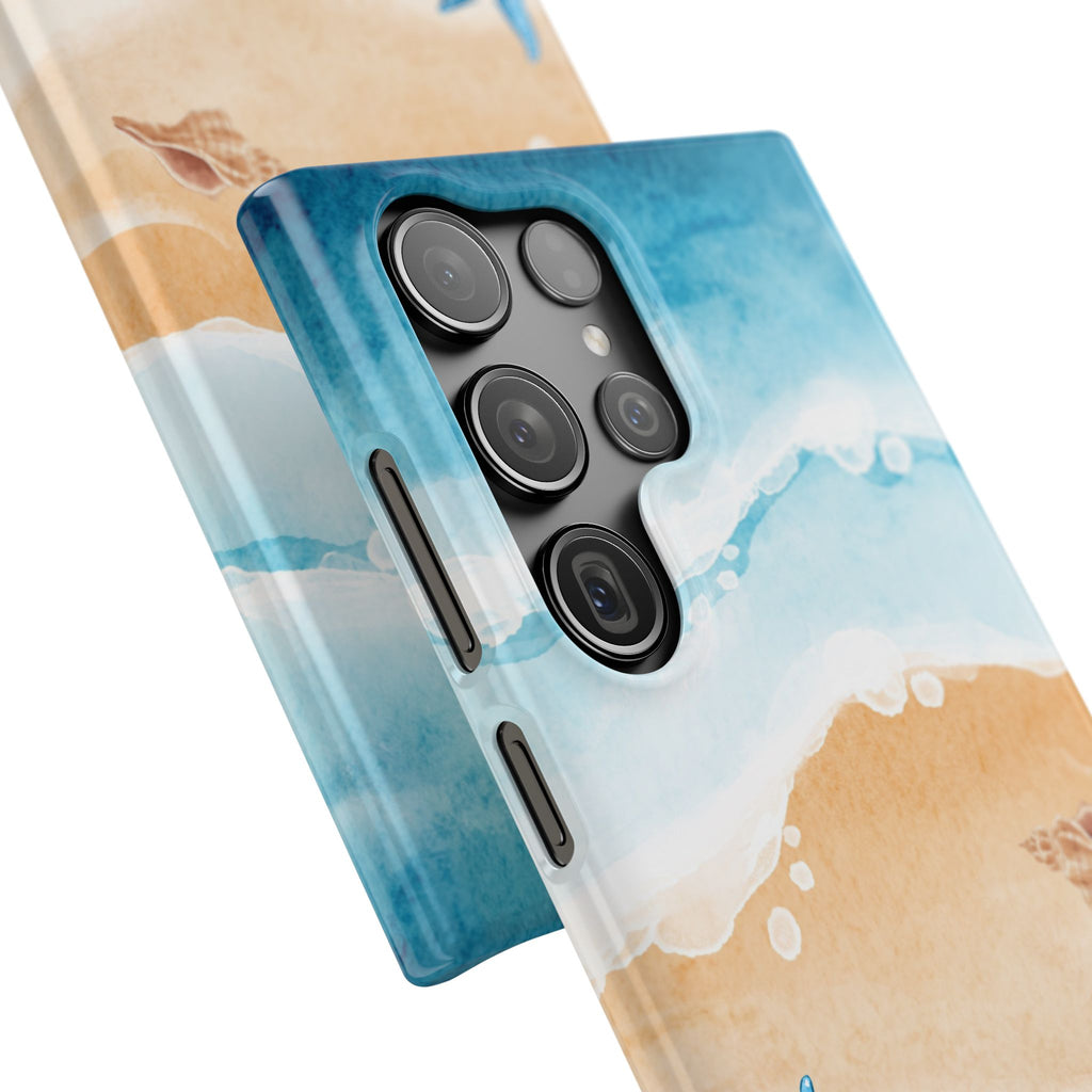 Beach Scene Phone Case — Watercolor Sand, Seashells & Crabs