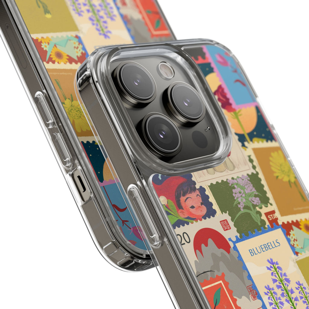 Clear Case — Vintage Floral Stamp Collage Phone Case