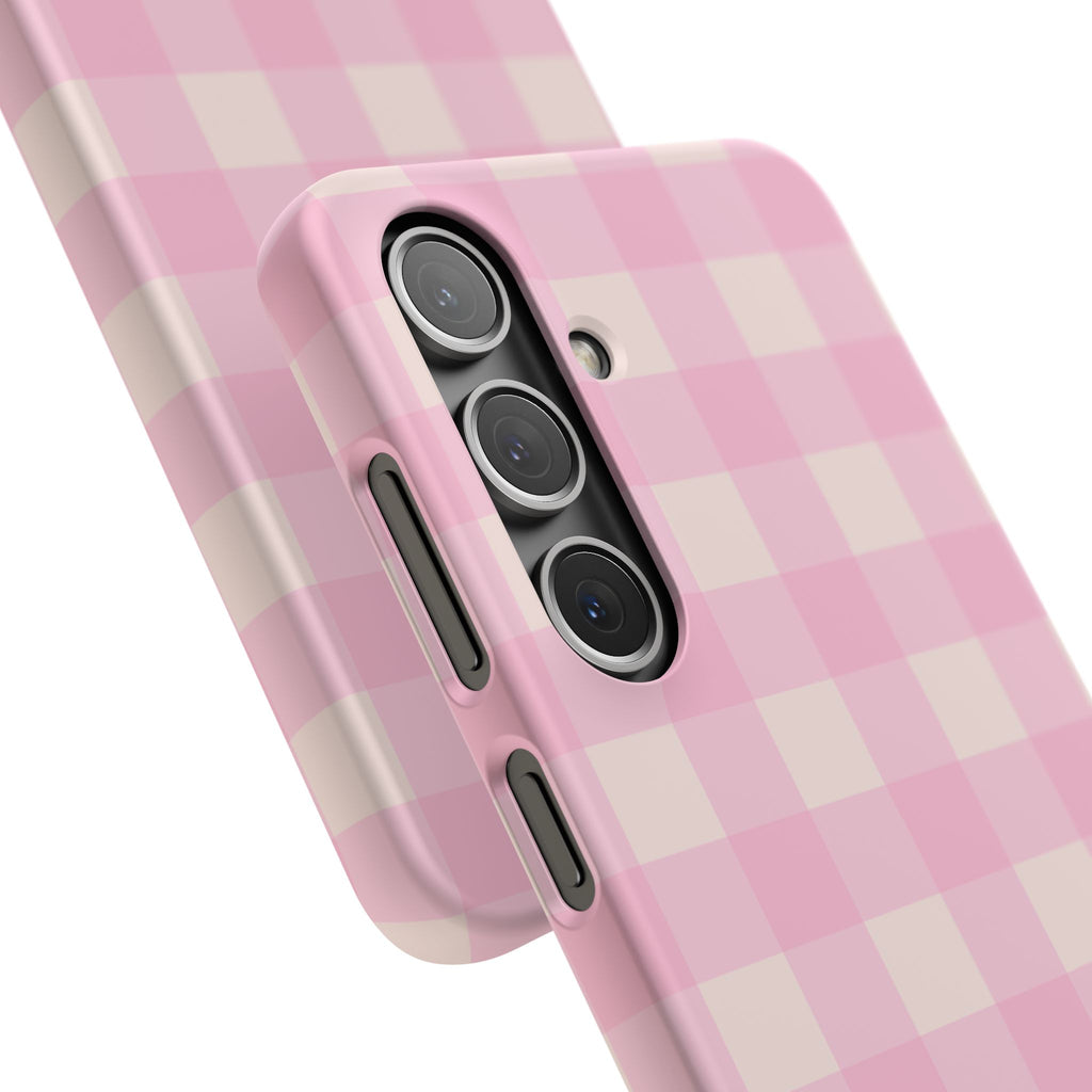 Pink Gingham Snap Phone Case - Cute Pastel Checkered iPhone Cover