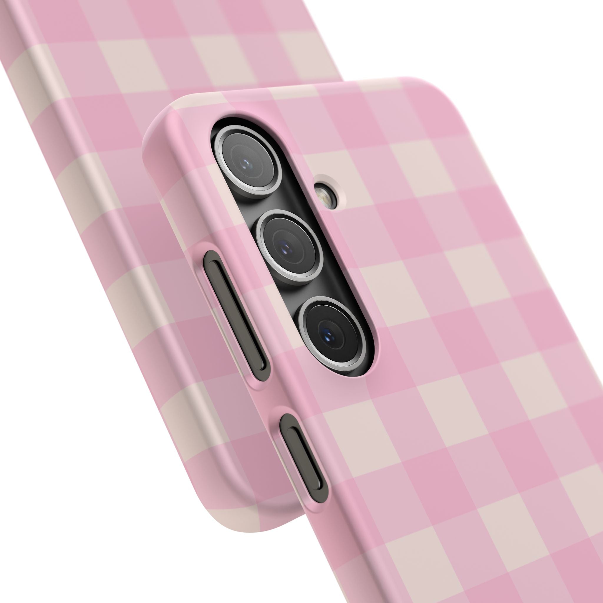Pink Gingham Snap Phone Case - Cute Pastel Checkered iPhone Cover