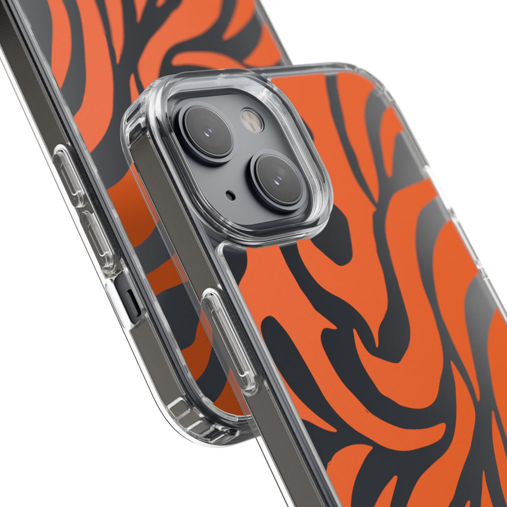 Orange Tiger Stripe Clear Phone Case — Bold Animal Print iPhone Cover