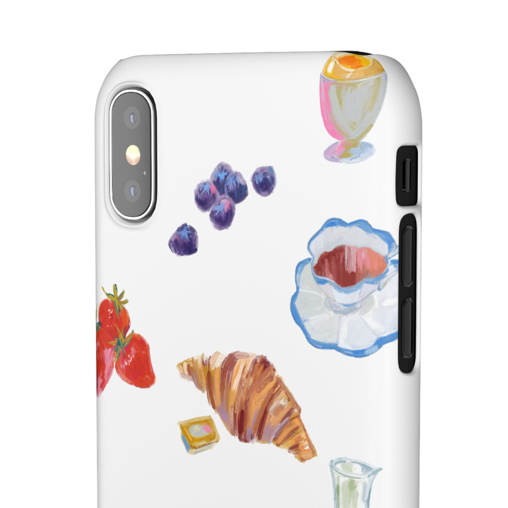 Phone Case — Watercolor Breakfast Pattern (croissant, berries, juice)