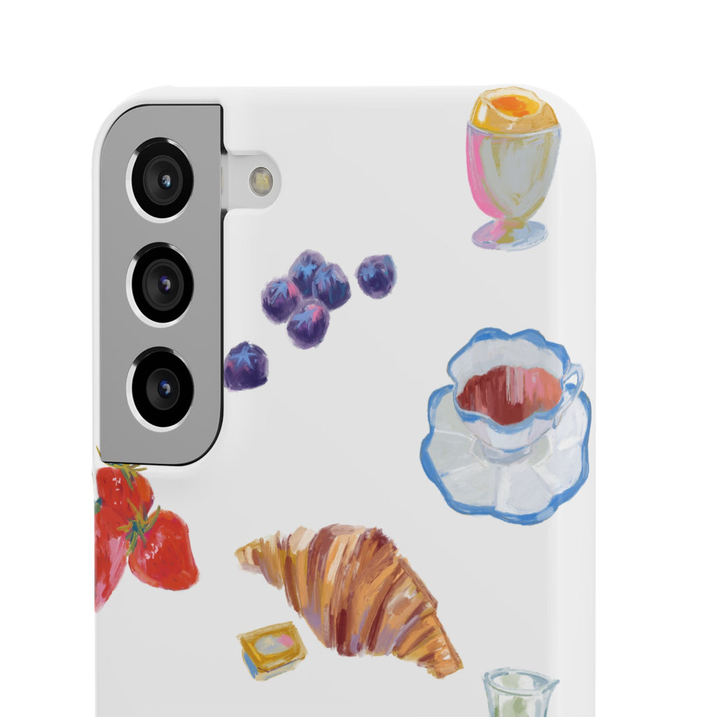 Phone Case — Watercolor Breakfast Pattern (croissant, berries, juice)