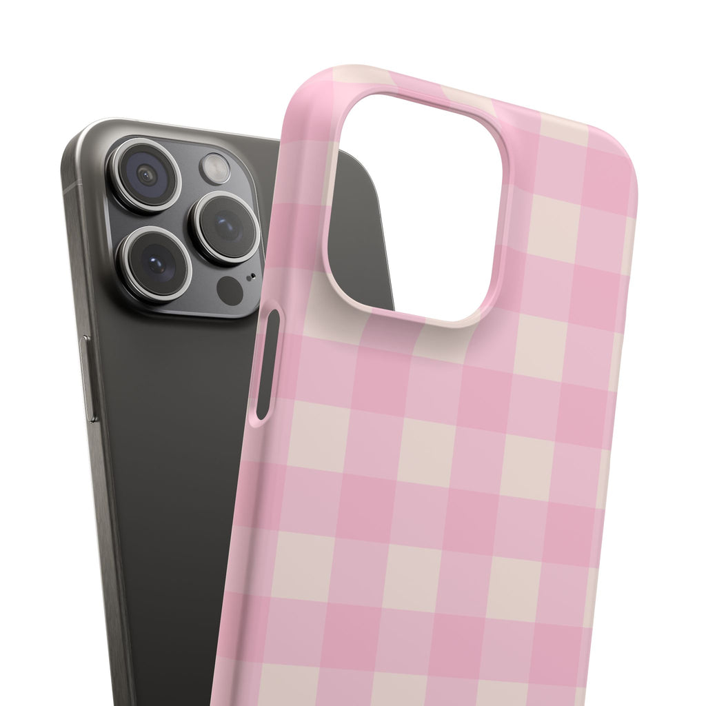 Pink Gingham Snap Phone Case - Cute Pastel Checkered iPhone Cover
