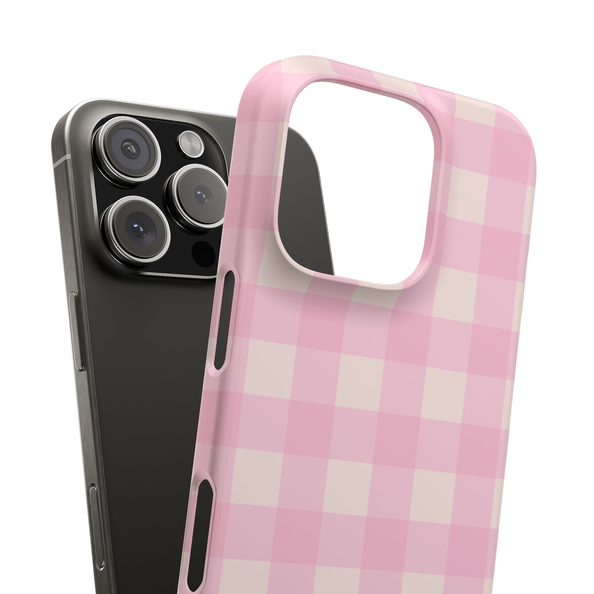 Pink Gingham Snap Phone Case - Cute Pastel Checkered iPhone Cover