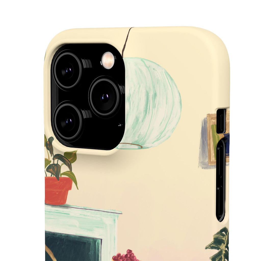 Vintage Bistro Phone Case — Cozy Cafe Interior Illustration Snap Case