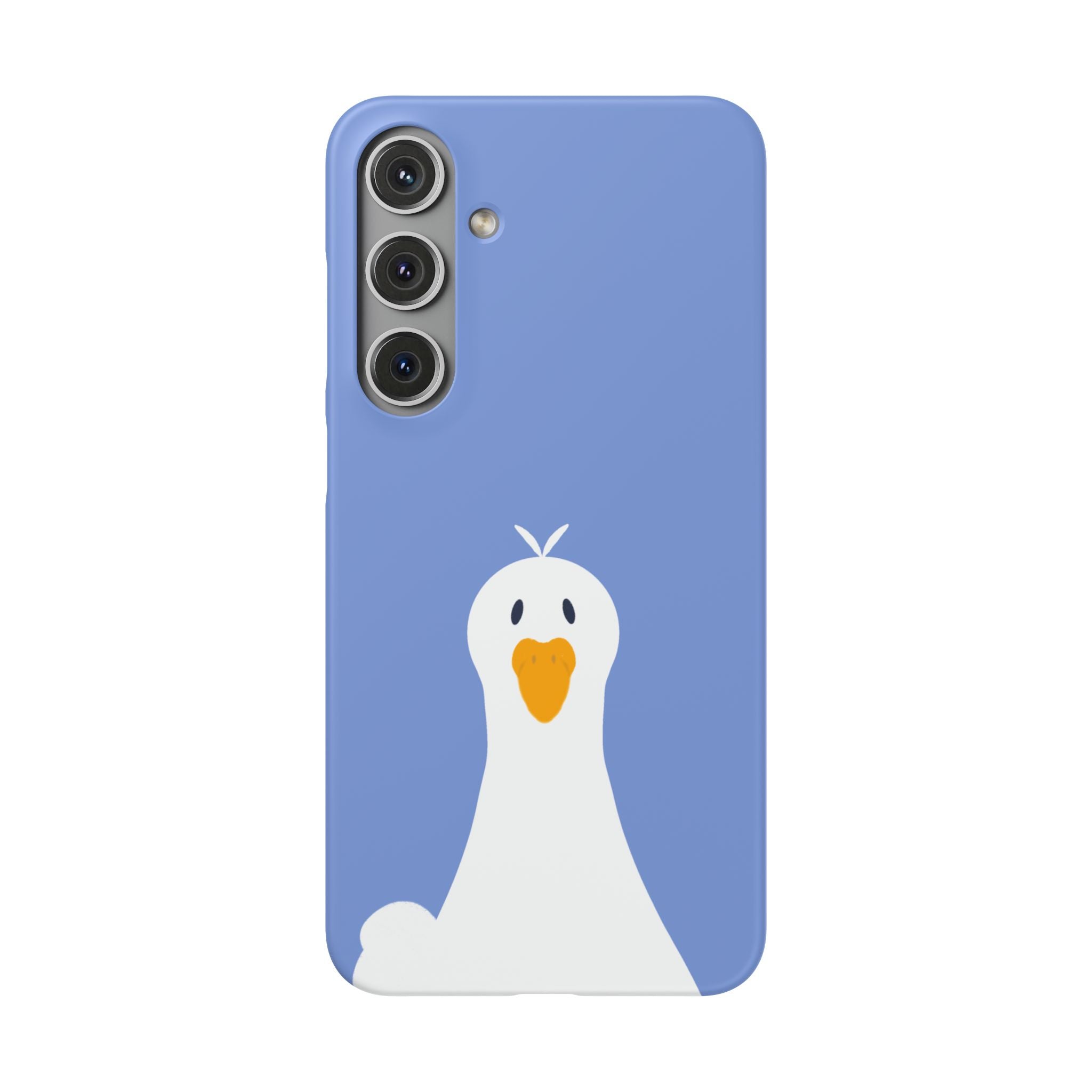 Cute Goose Phone Case – Blue Snap Phone Cover with Whimsical Bird Design