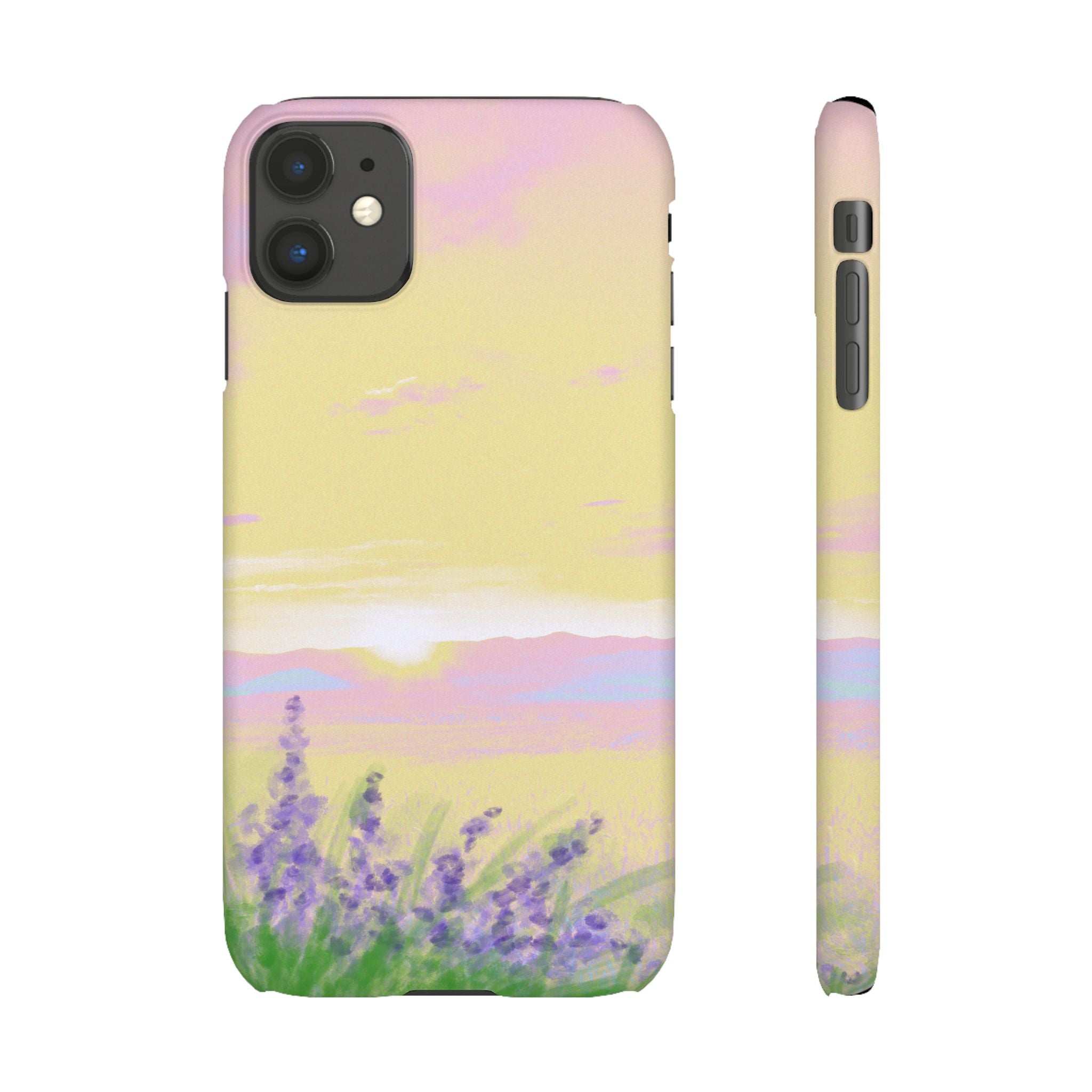 Pastel Lavender Field Phone Case — Sunset Sky Snap Case