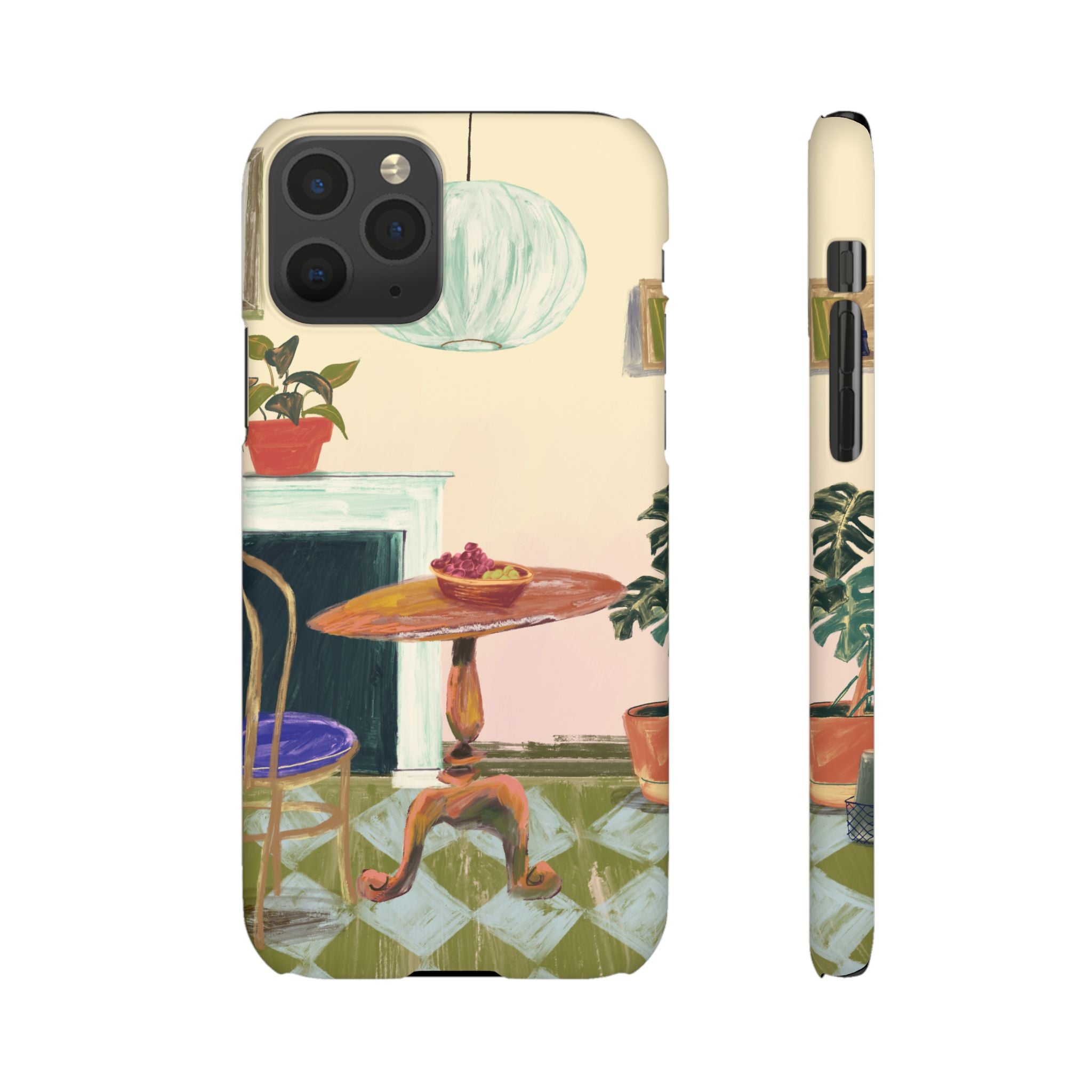 Vintage Bistro Phone Case — Cozy Cafe Interior Illustration Snap Case