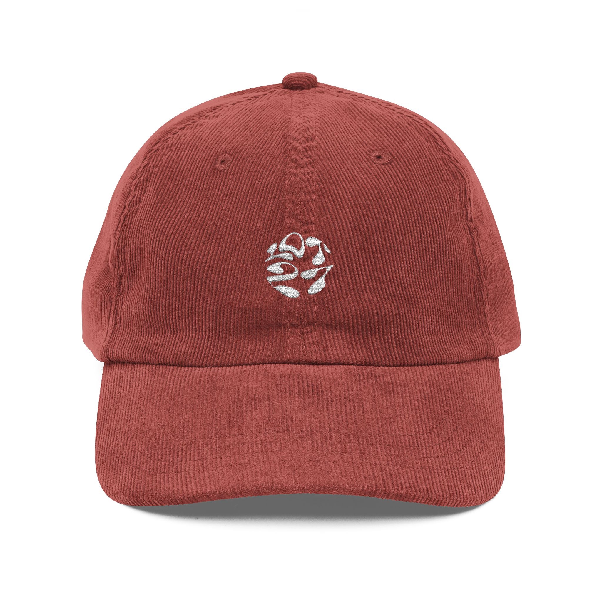 Vintage Corduroy Embroidered Rose Cap — Washed Rust Dad Hat