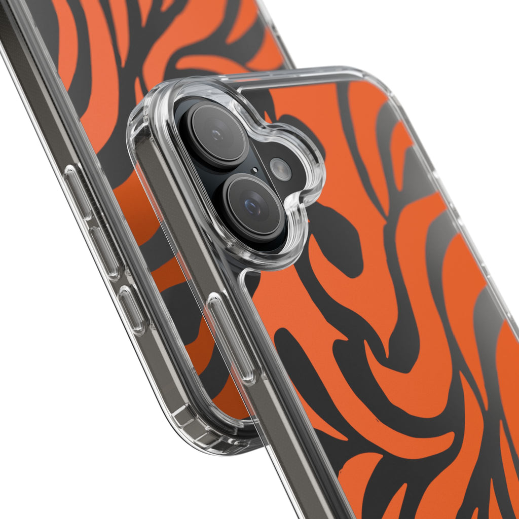 Orange Tiger Stripe Clear Phone Case — Bold Animal Print iPhone Cover