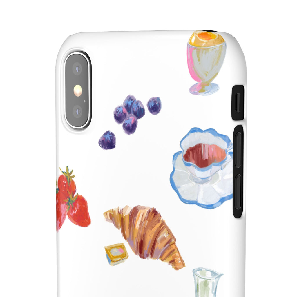 Phone Case — Watercolor Breakfast Pattern (croissant, berries, juice)