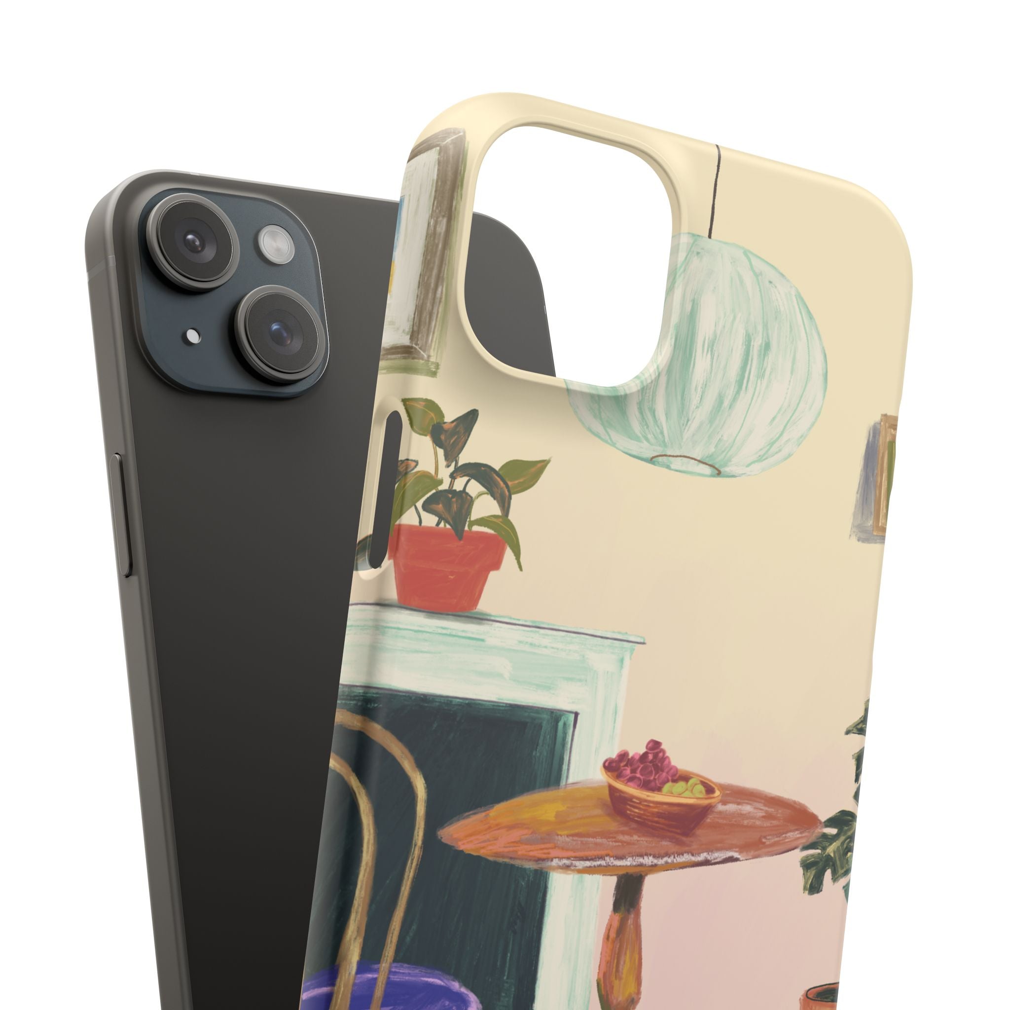 Vintage Bistro Phone Case — Cozy Cafe Interior Illustration Snap Case