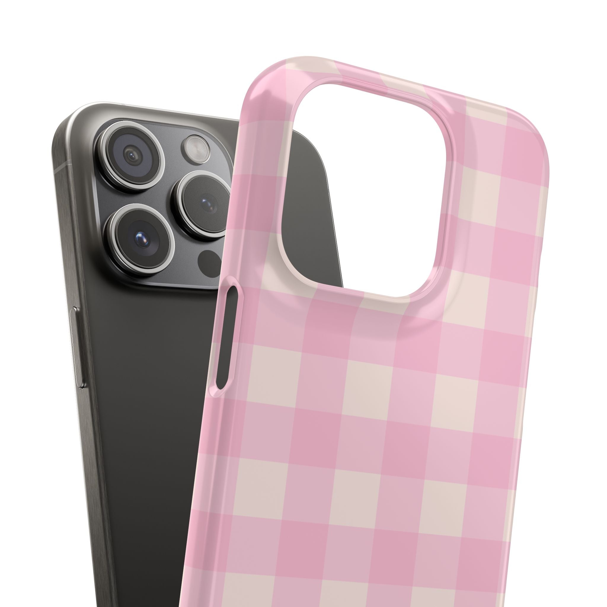 Pink Gingham Snap Phone Case - Cute Pastel Checkered iPhone Cover
