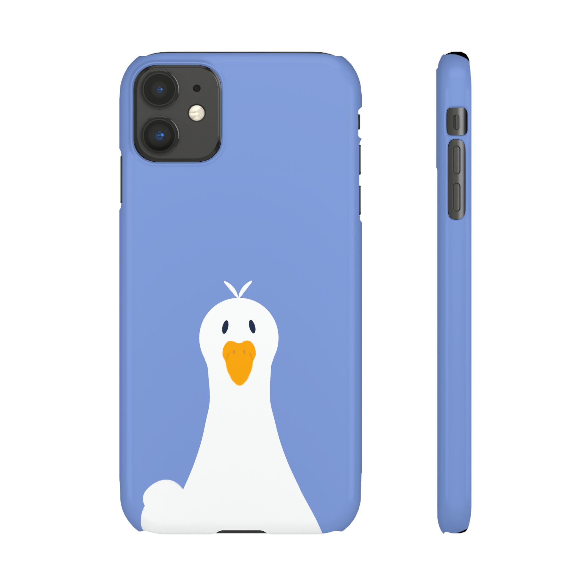Cute Goose Phone Case – Blue Snap Phone Cover with Whimsical Bird Design