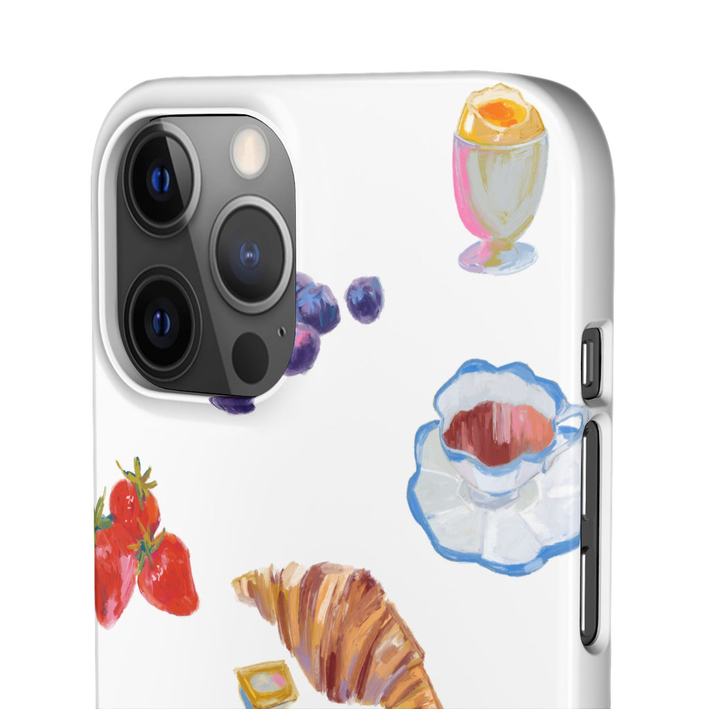 Phone Case — Watercolor Breakfast Pattern (croissant, berries, juice)