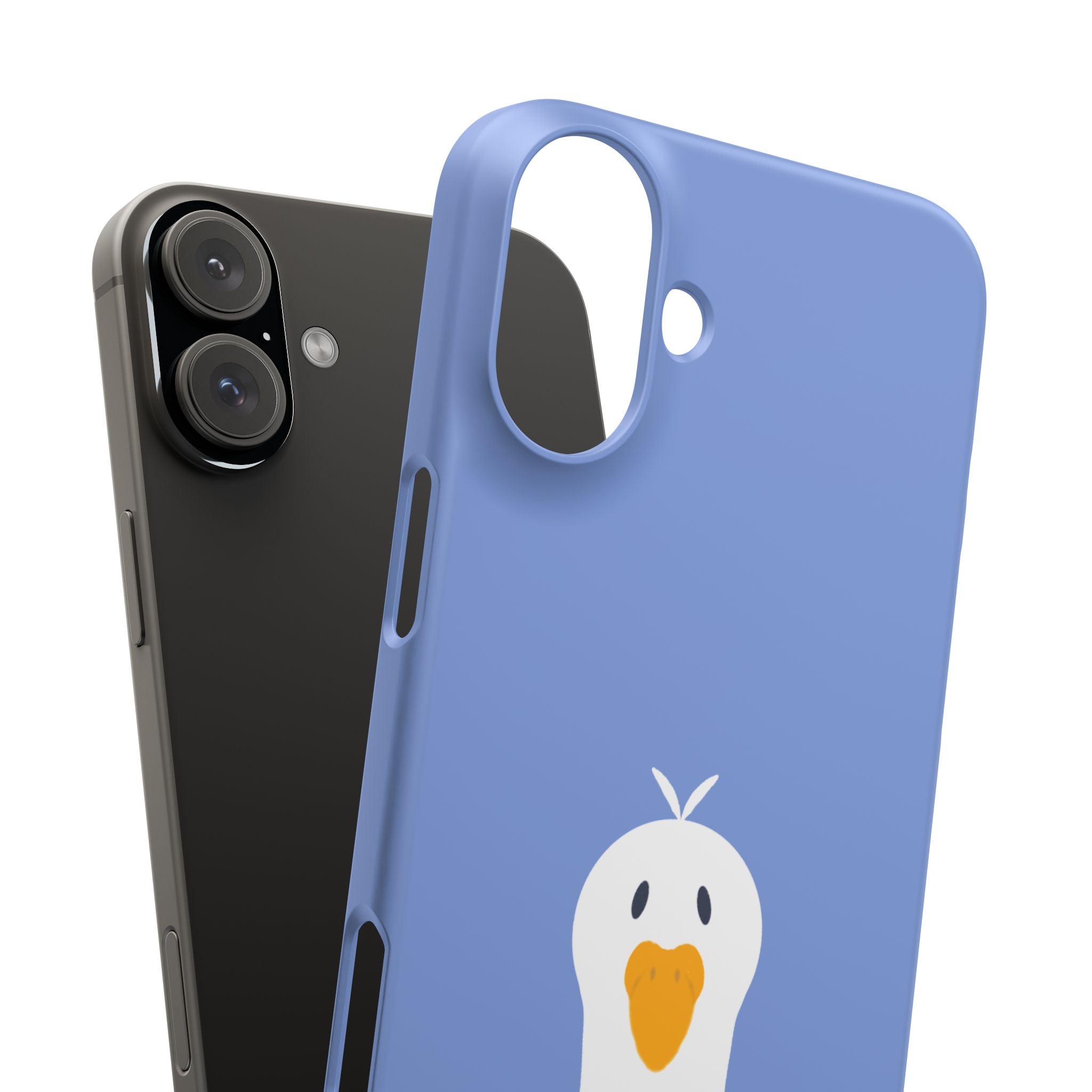 Cute Goose Phone Case – Blue Snap Phone Cover with Whimsical Bird Design