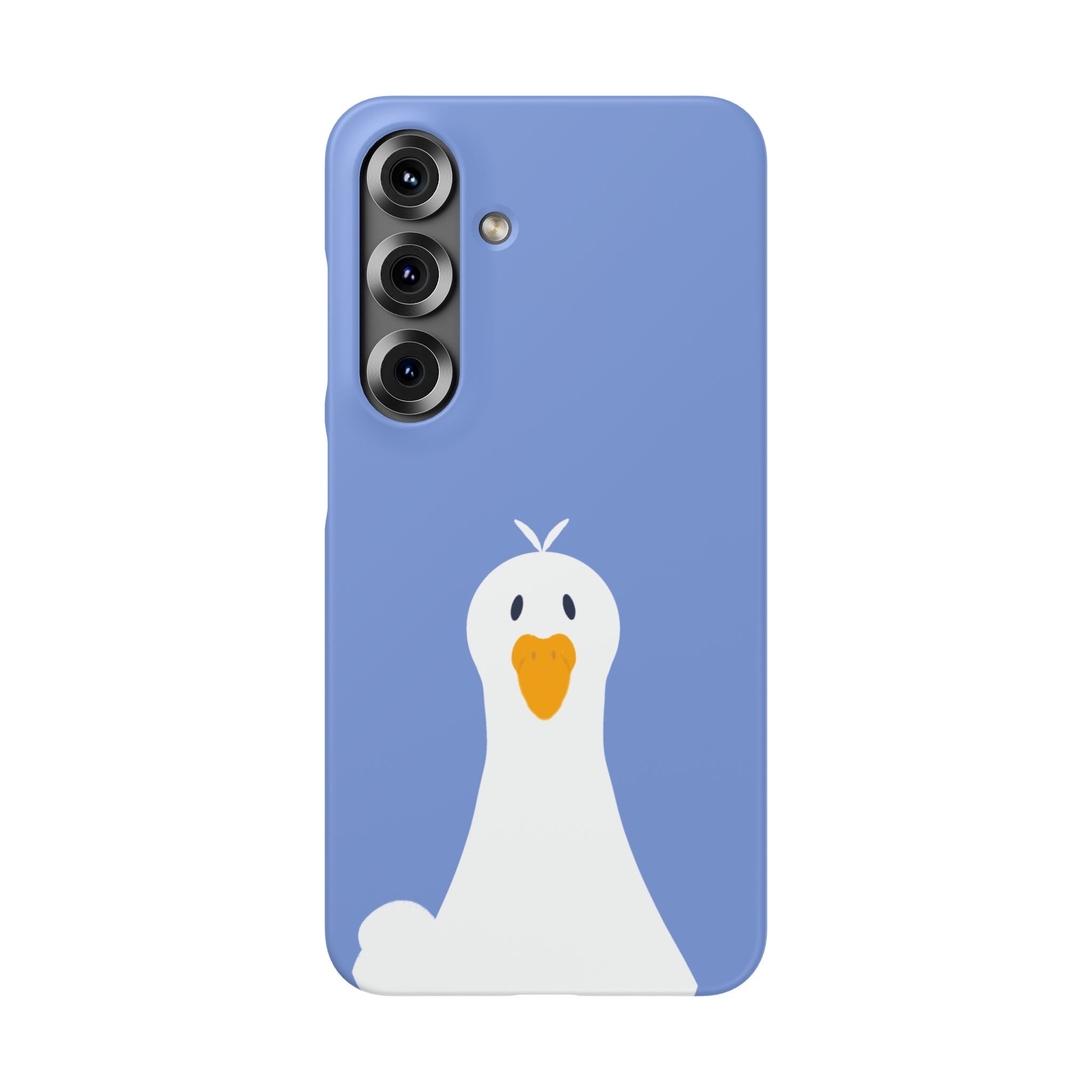 Cute Goose Phone Case – Blue Snap Phone Cover with Whimsical Bird Design