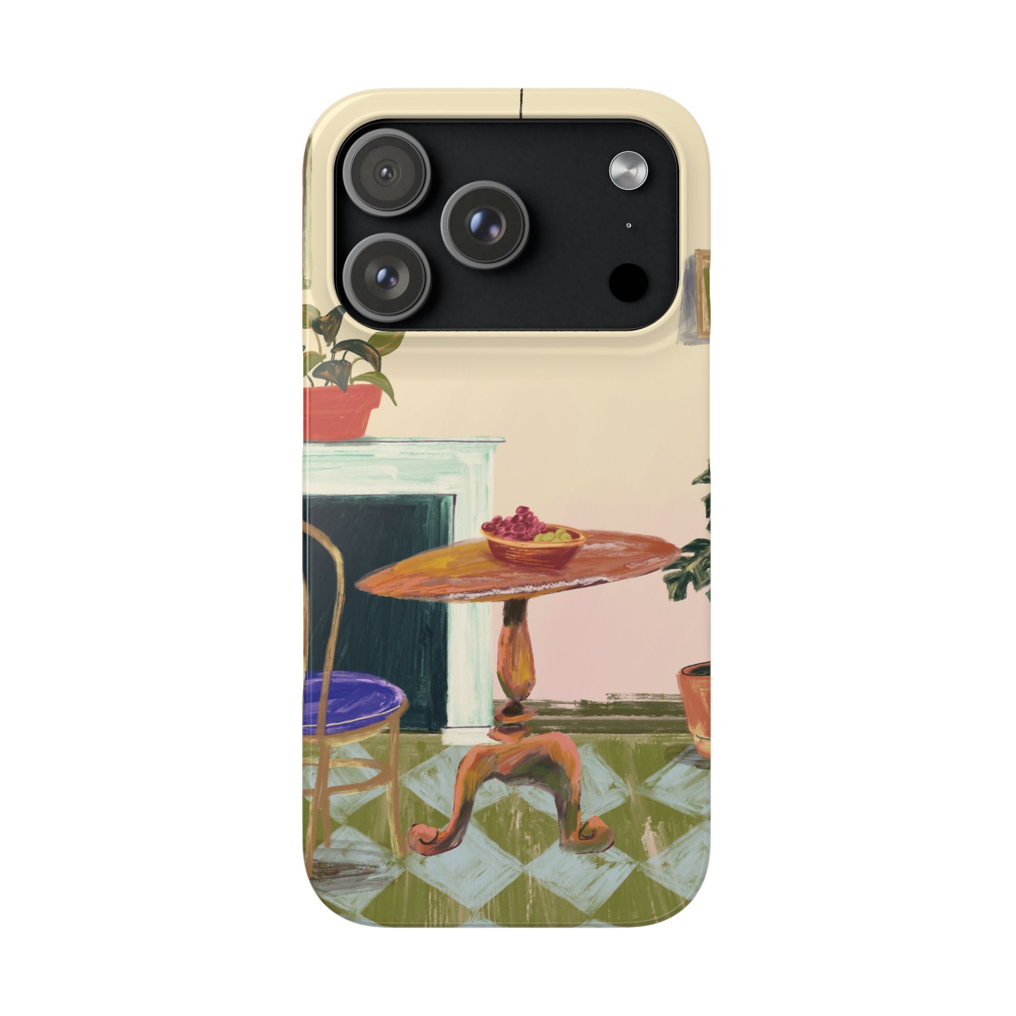 Vintage Bistro Phone Case — Cozy Cafe Interior Illustration Snap Case