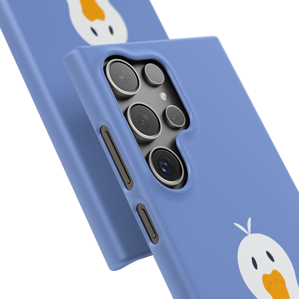 Cute Goose Phone Case – Blue Snap Phone Cover with Whimsical Bird Design