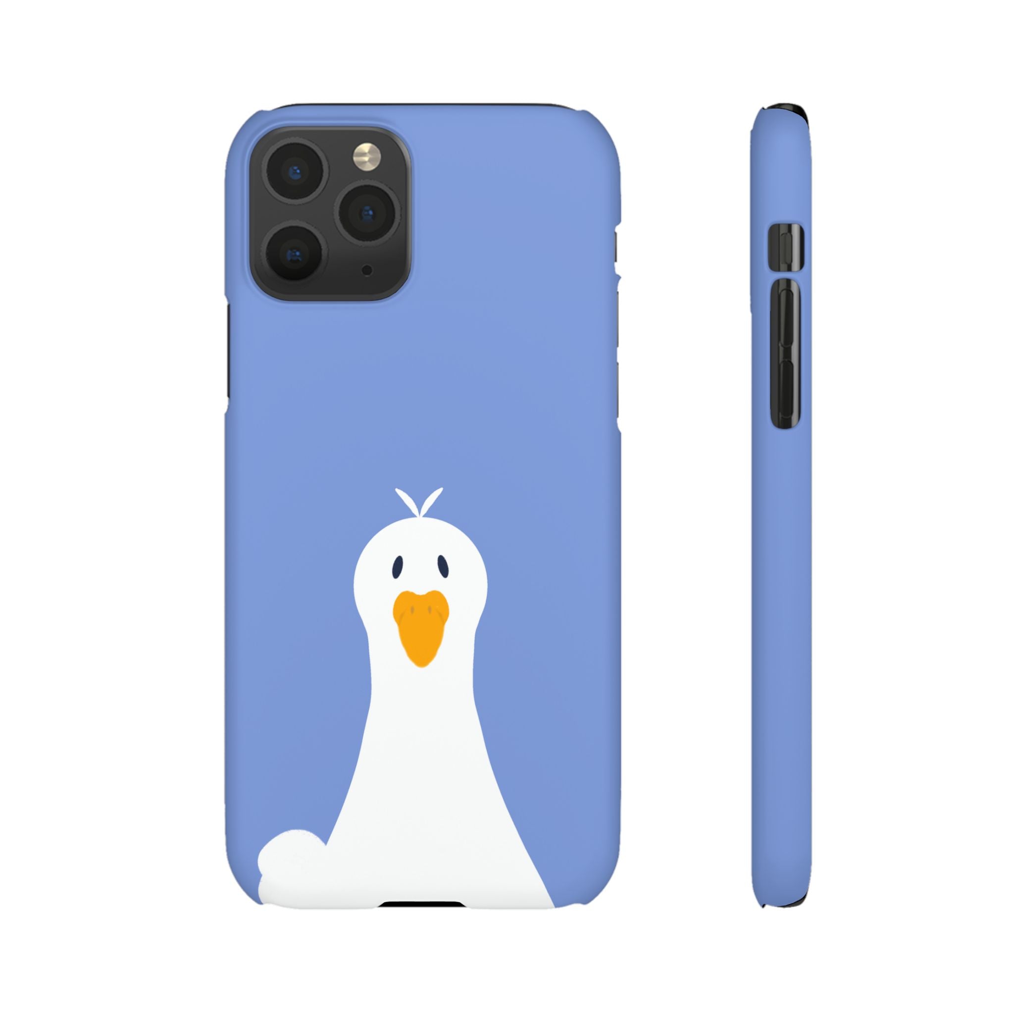 Cute Goose Phone Case – Blue Snap Phone Cover with Whimsical Bird Design