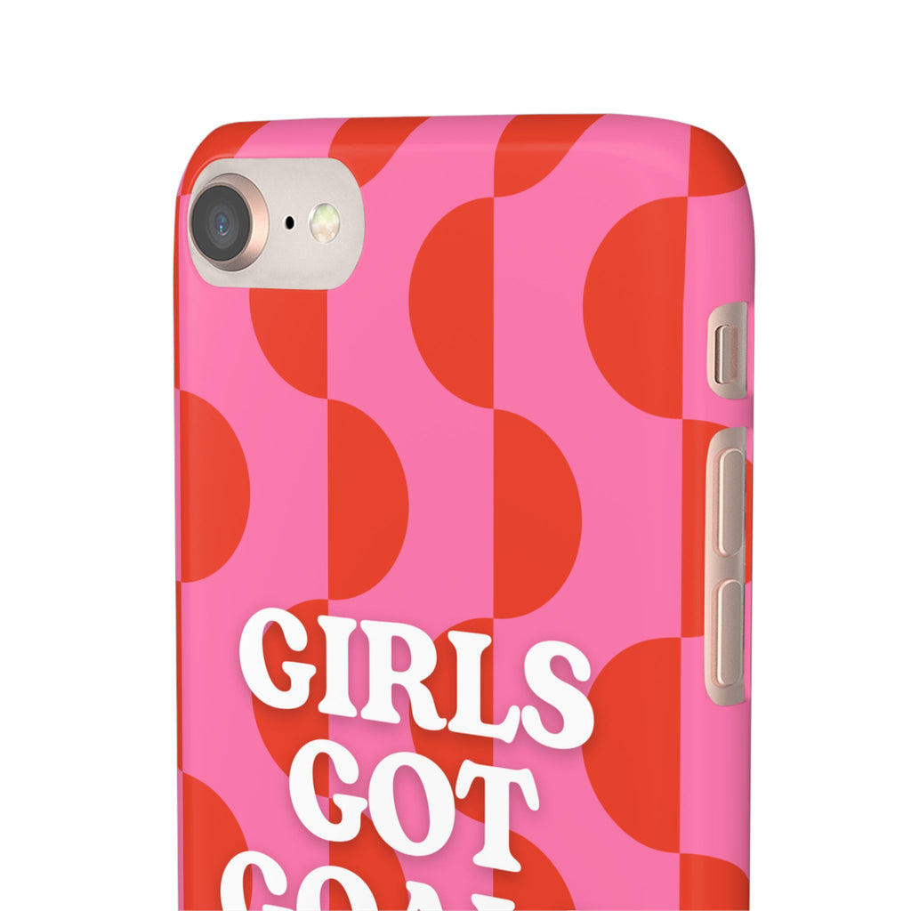 Girls Got Goals Phone Case - Retro Pink Red Motivational Snap Case