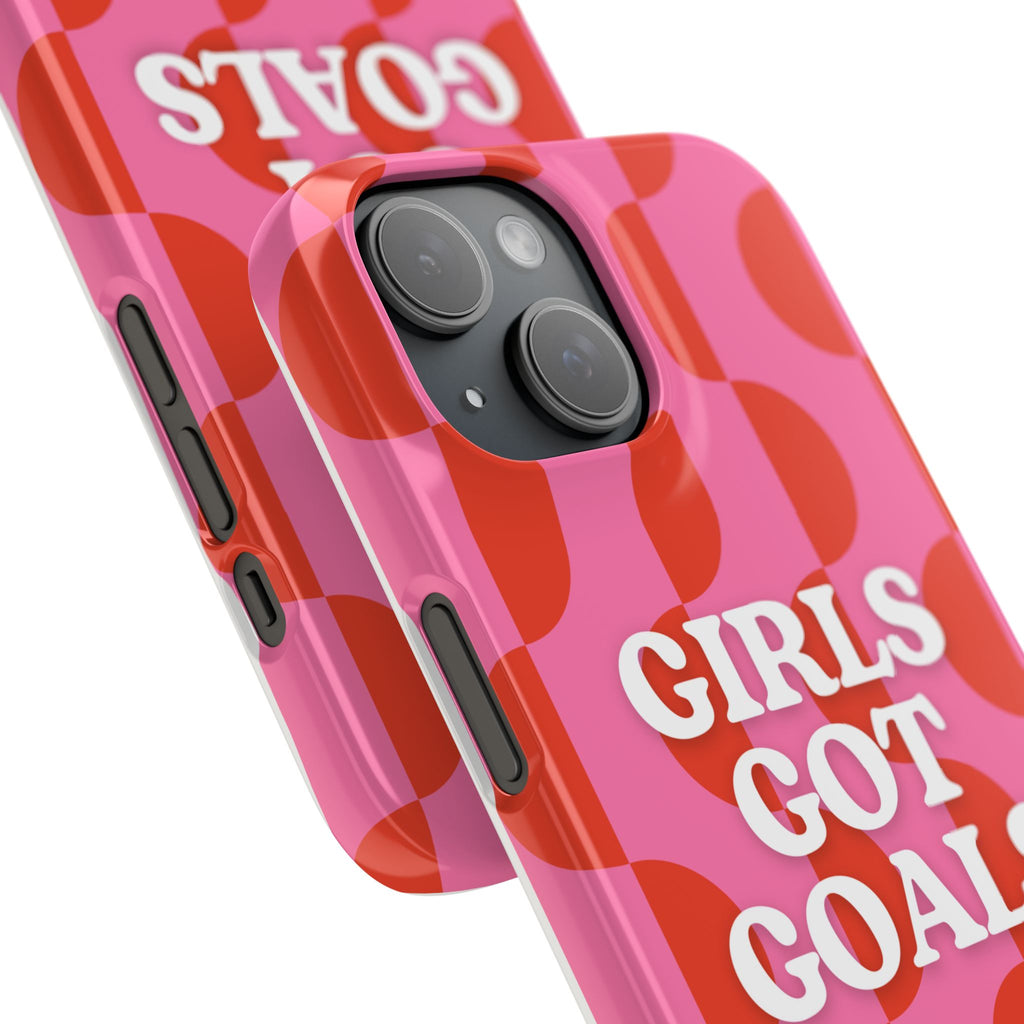 Girls Got Goals Phone Case - Retro Pink Red Motivational Snap Case