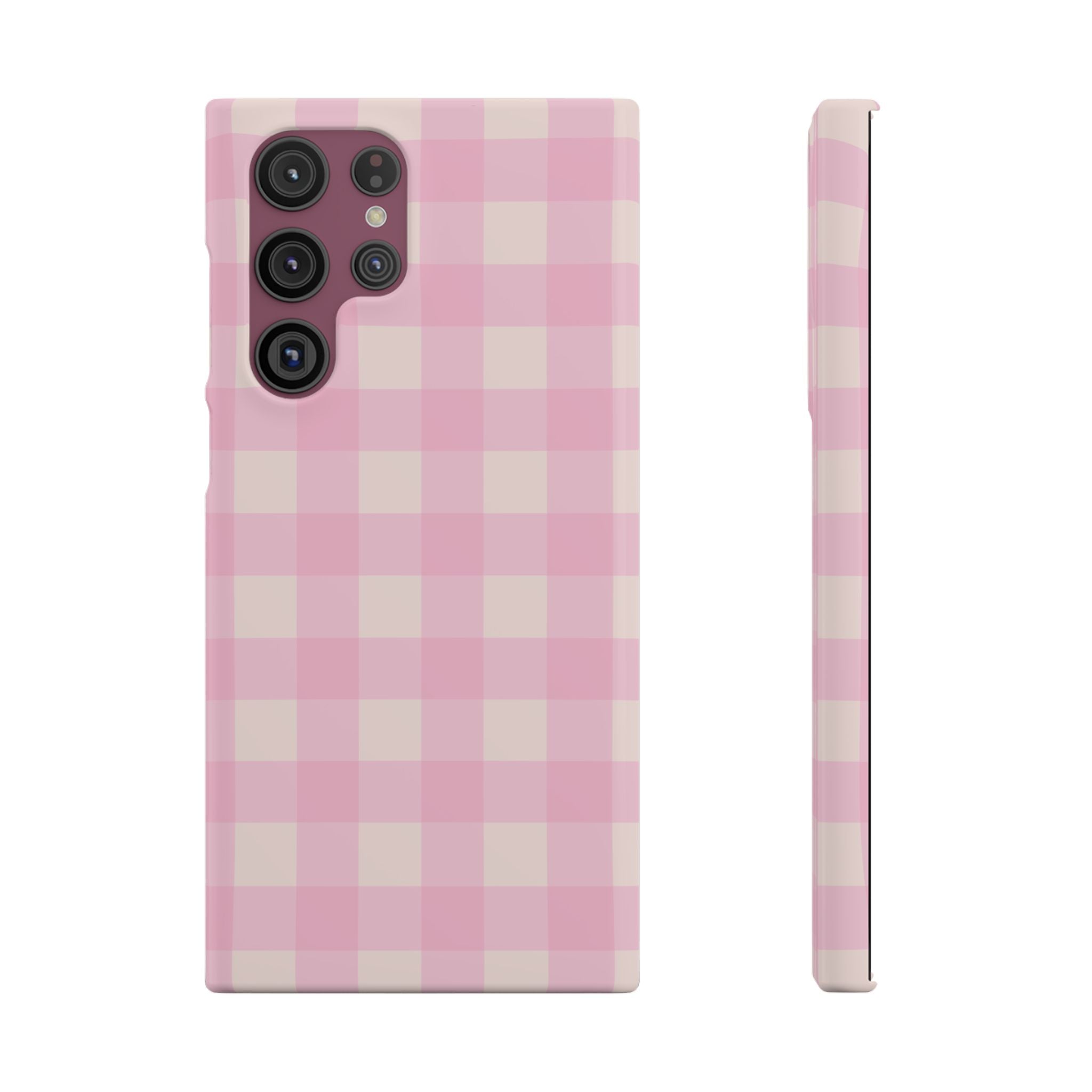 Pink Gingham Snap Phone Case - Cute Pastel Checkered iPhone Cover