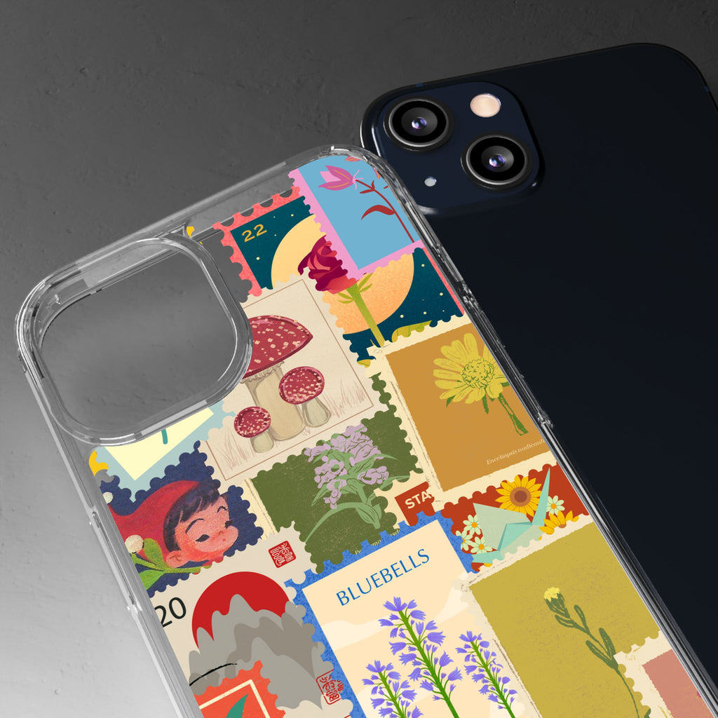 Clear Case — Vintage Floral Stamp Collage Phone Case