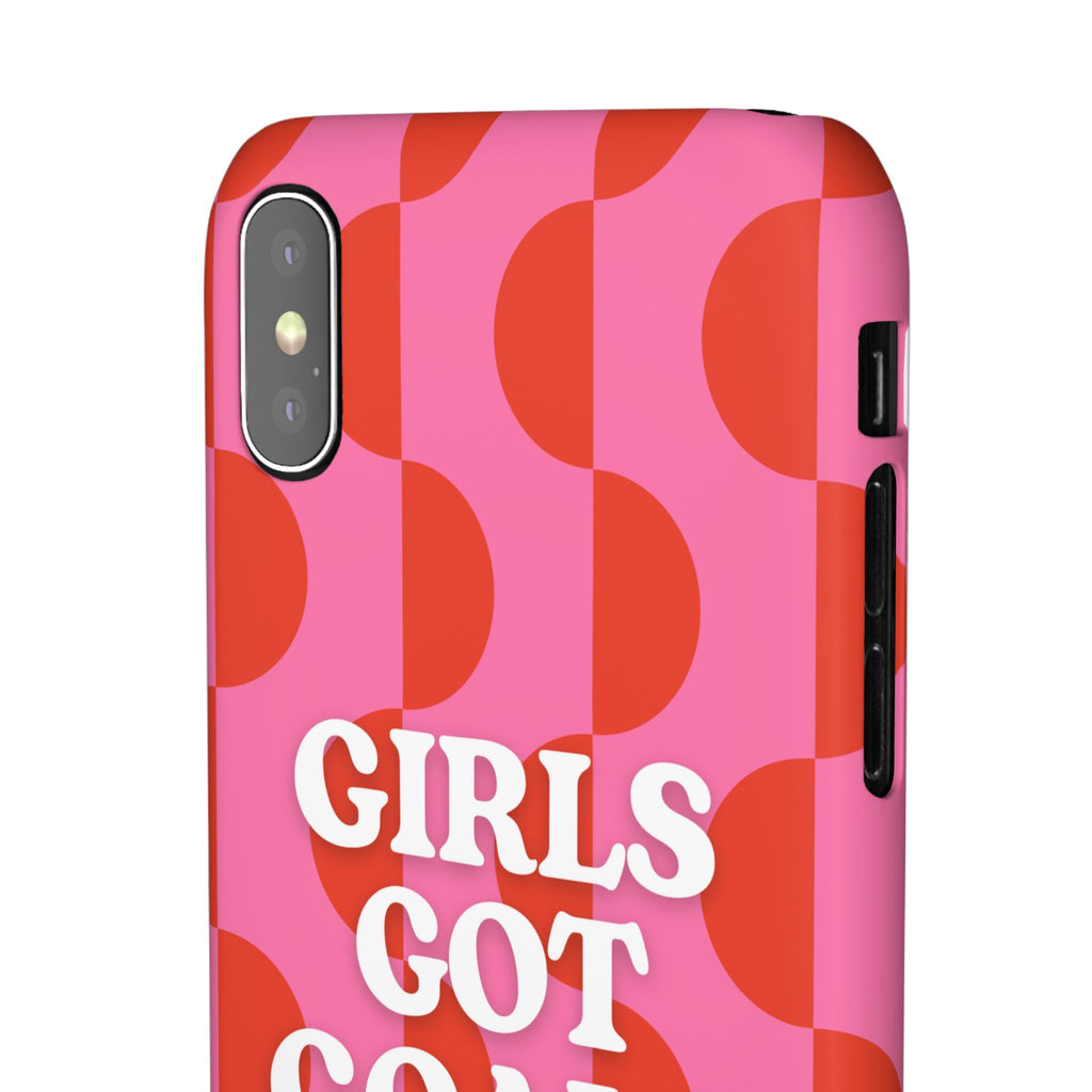 Girls Got Goals Phone Case - Retro Pink Red Motivational Snap Case