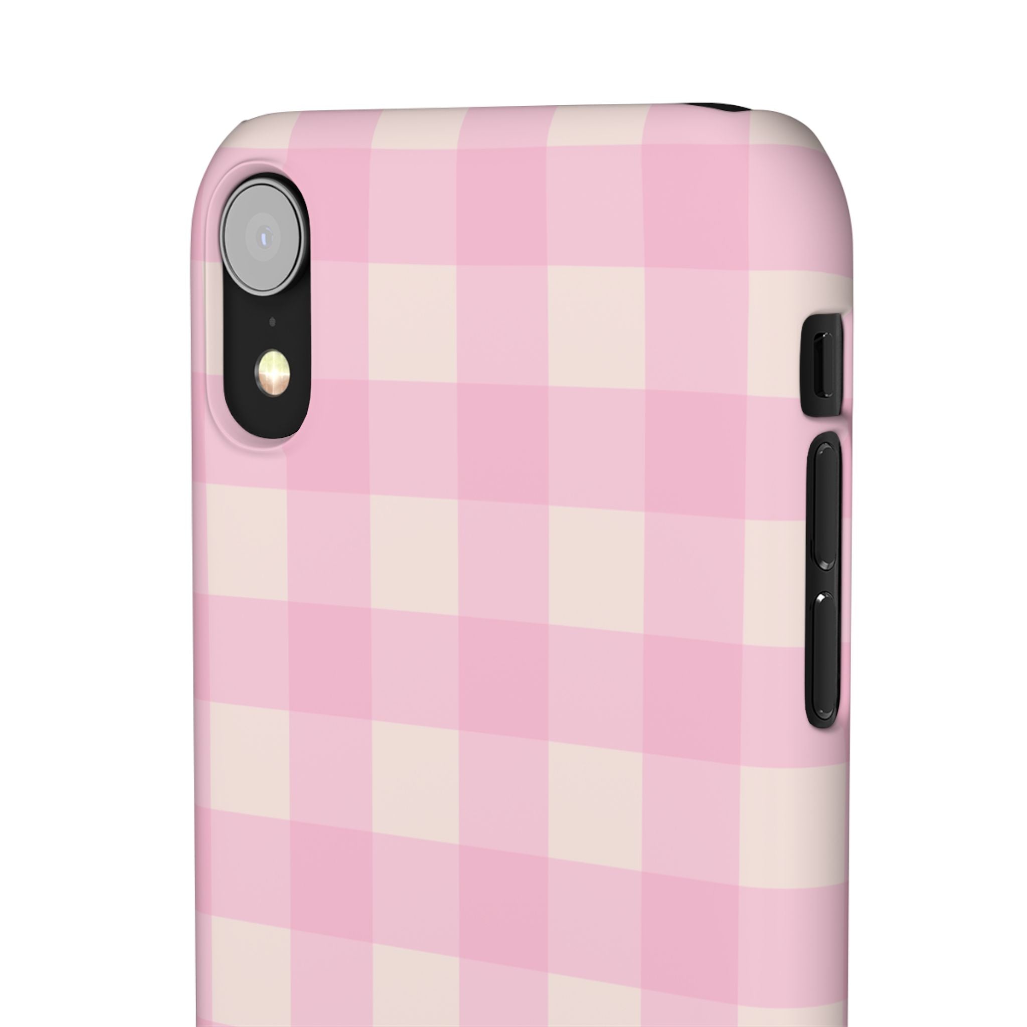 Pink Gingham Snap Phone Case - Cute Pastel Checkered iPhone Cover