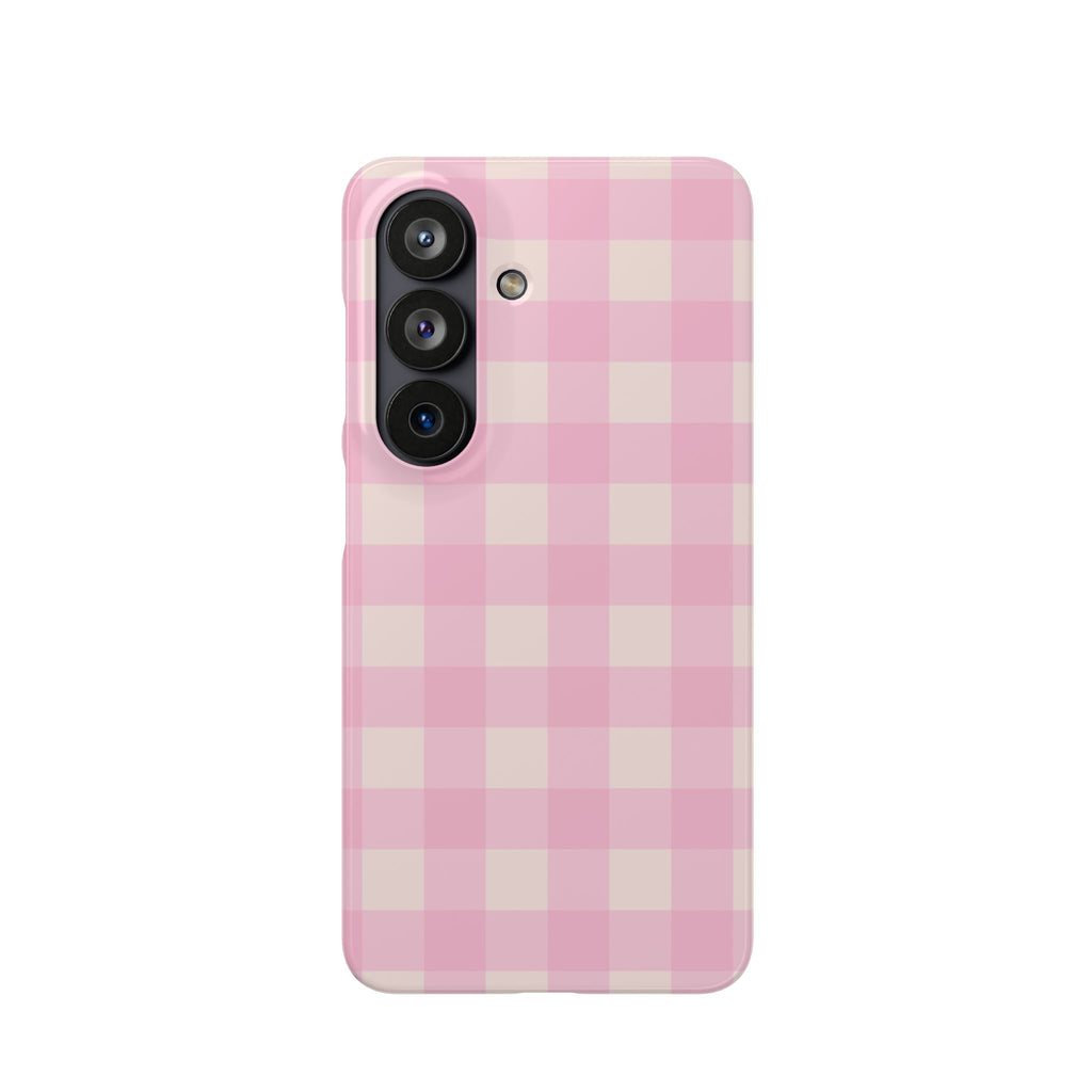 Pink Gingham Snap Phone Case - Cute Pastel Checkered iPhone Cover