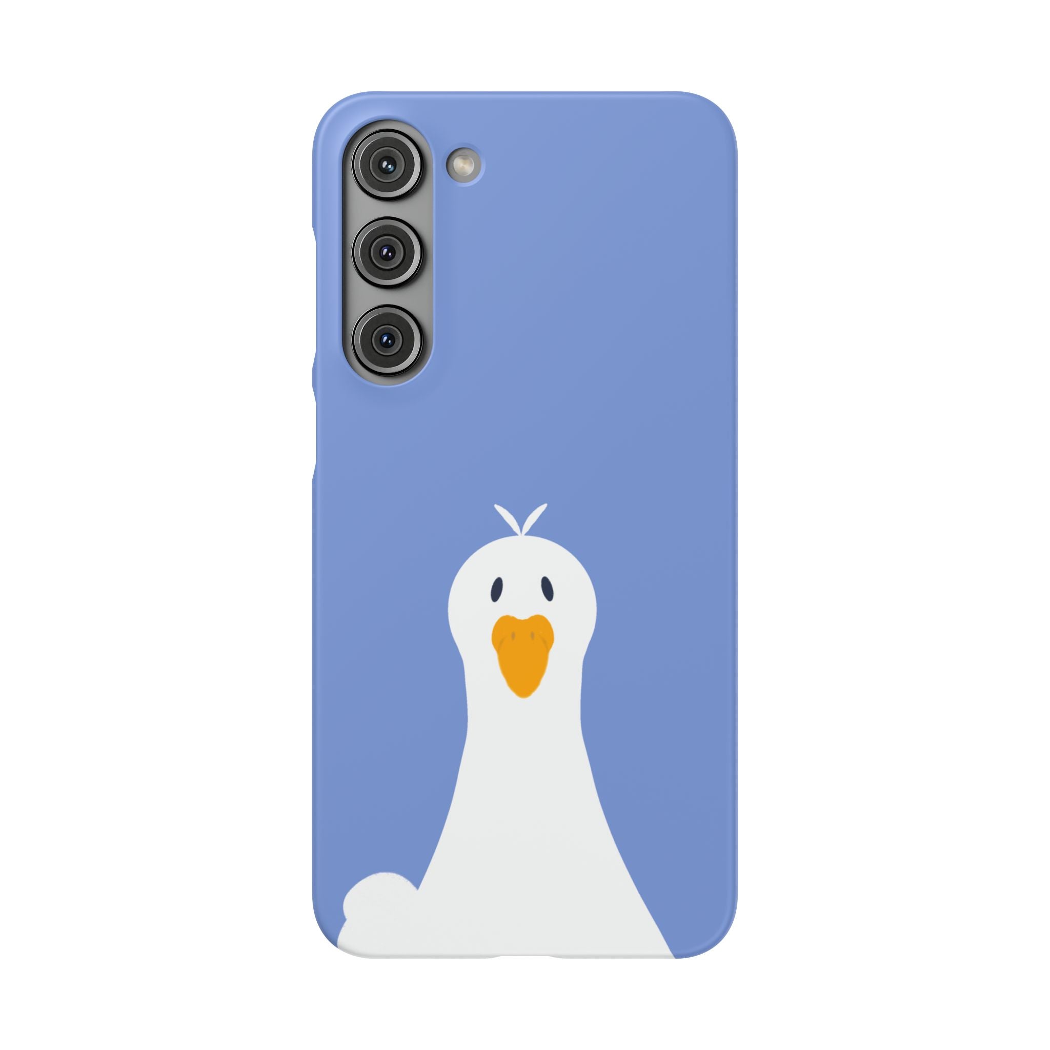 Cute Goose Phone Case – Blue Snap Phone Cover with Whimsical Bird Design