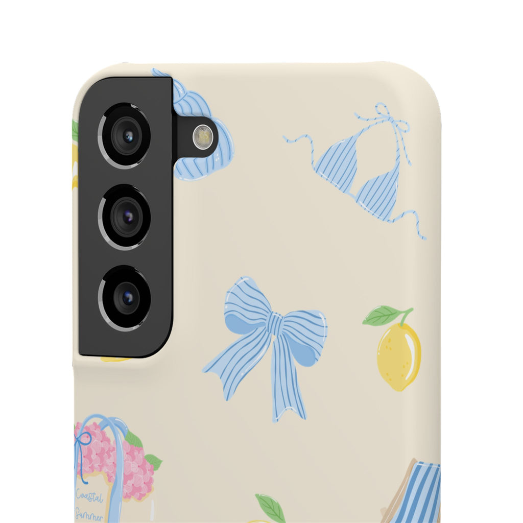 Cute Lemon & Beach Pattern Phone Case — Pastel Summer Snap Case
