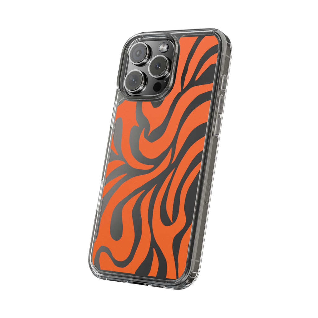 Orange Tiger Stripe Clear Phone Case — Bold Animal Print iPhone Cover