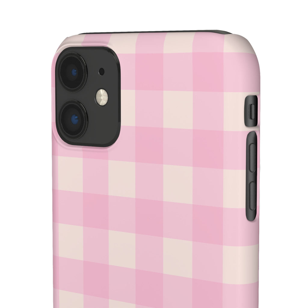 Pink Gingham Snap Phone Case - Cute Pastel Checkered iPhone Cover
