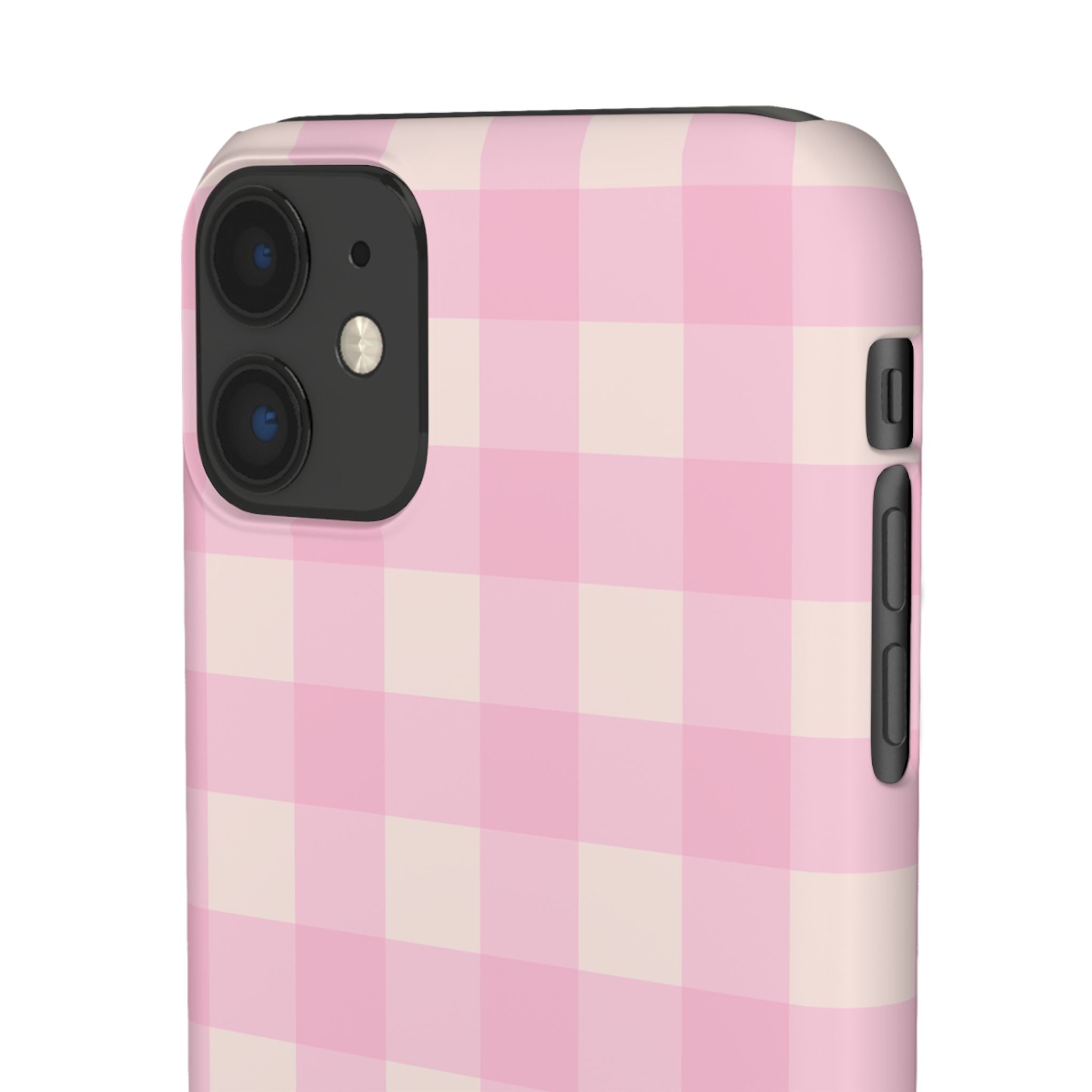Pink Gingham Snap Phone Case - Cute Pastel Checkered iPhone Cover