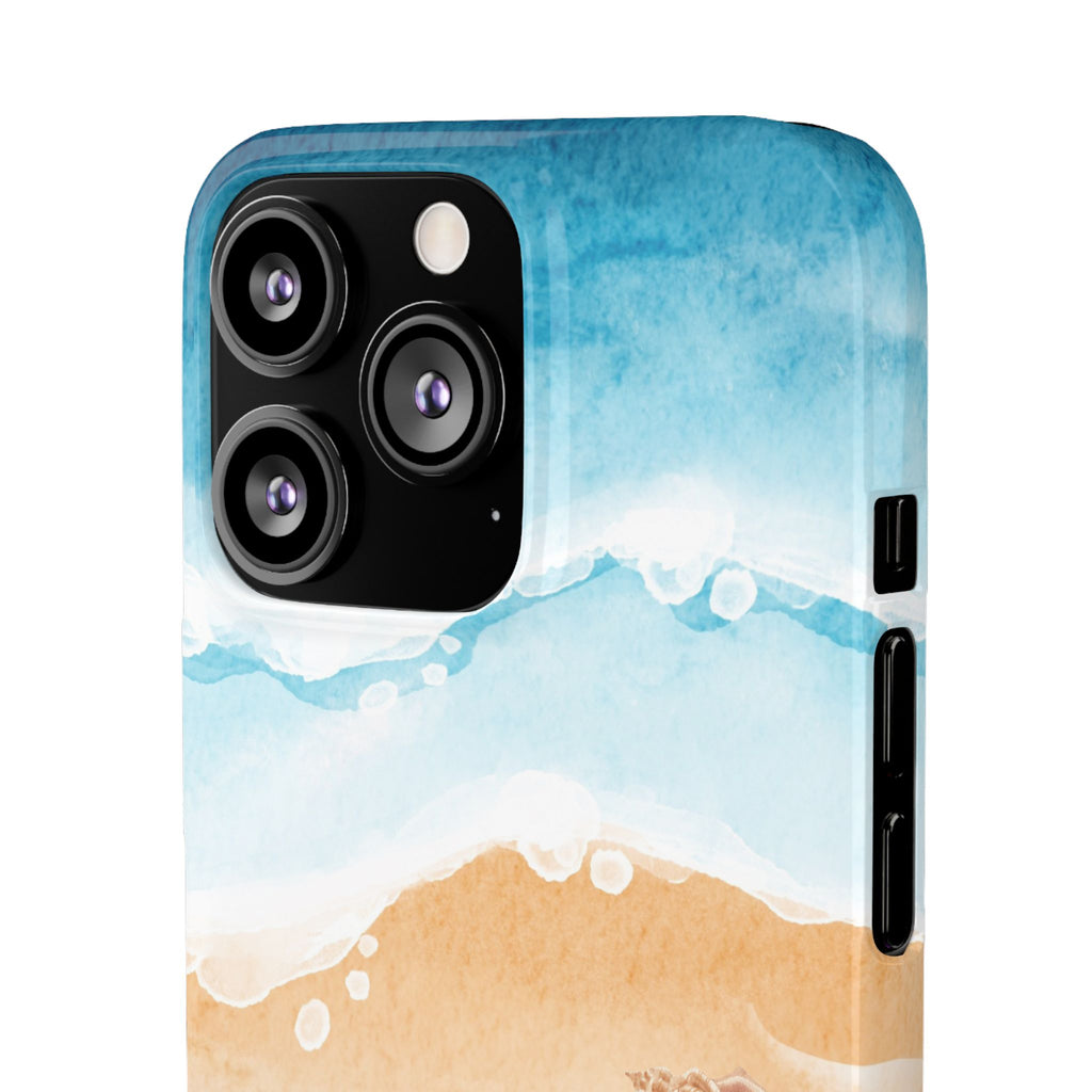 Beach Scene Phone Case — Watercolor Sand, Seashells & Crabs