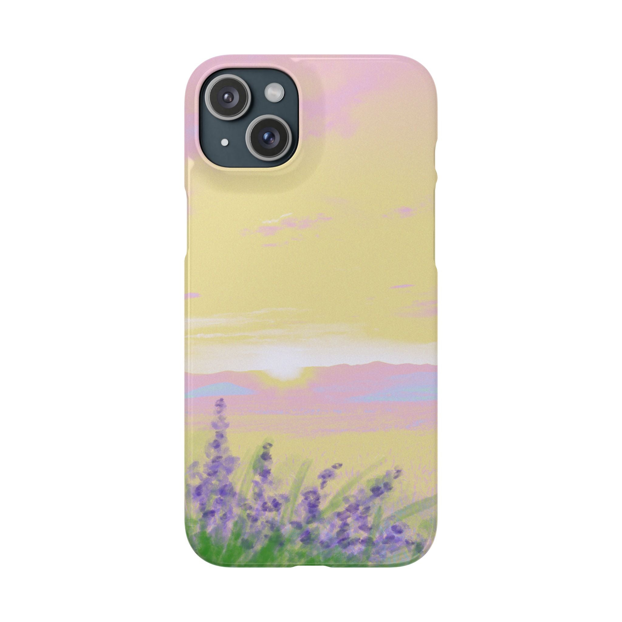 Pastel Lavender Field Phone Case — Sunset Sky Snap Case