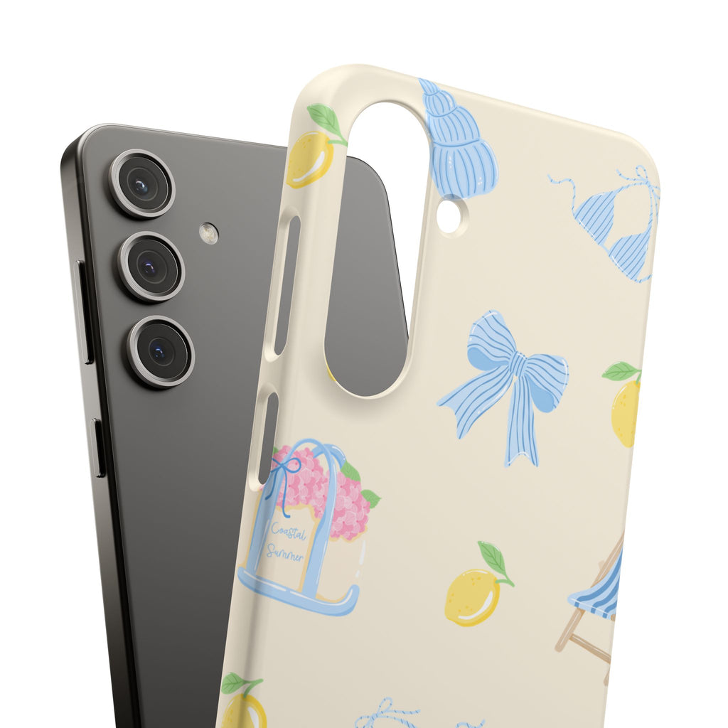 Cute Lemon & Beach Pattern Phone Case — Pastel Summer Snap Case