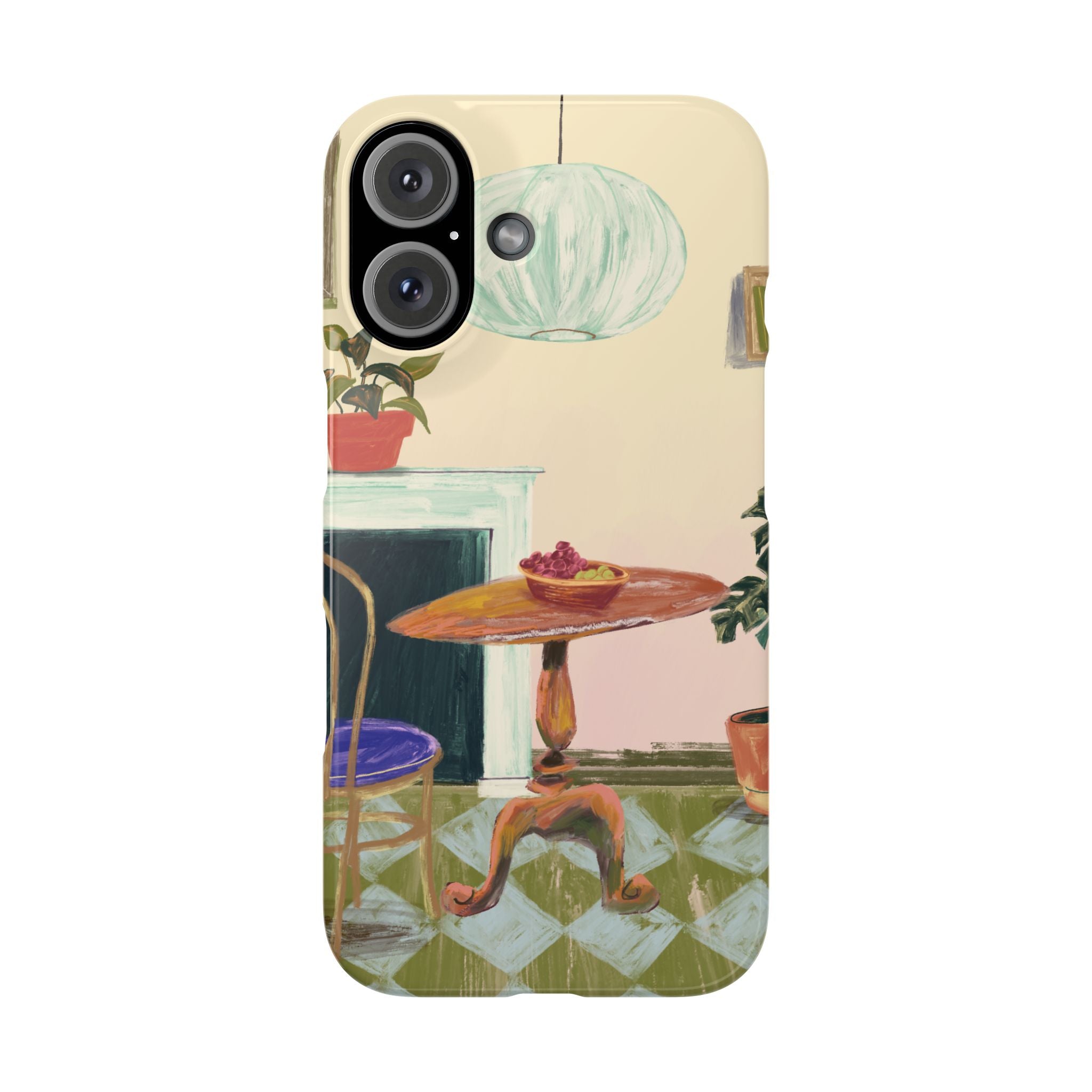 Vintage Bistro Phone Case — Cozy Cafe Interior Illustration Snap Case