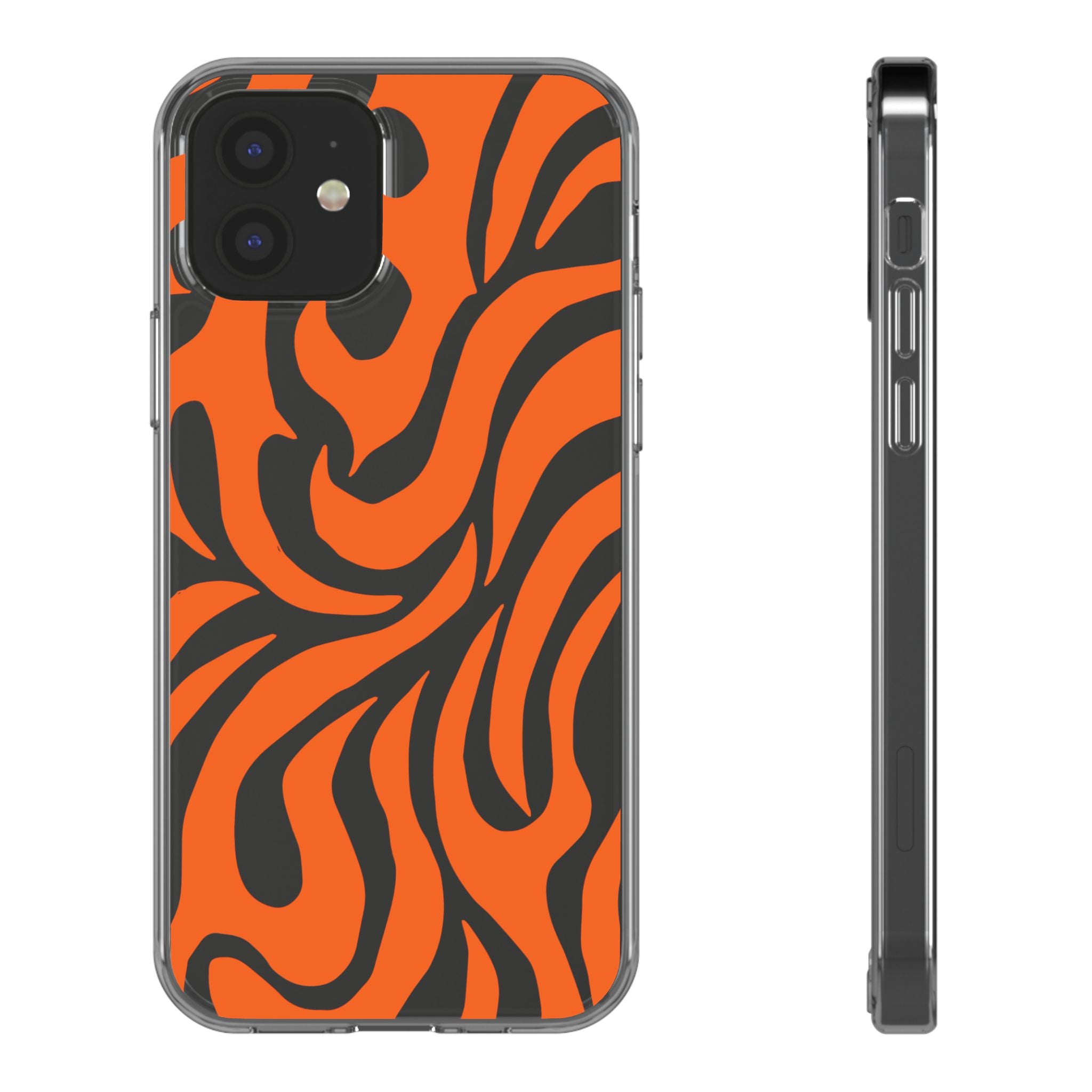 Orange Tiger Stripe Clear Phone Case — Bold Animal Print iPhone Cover