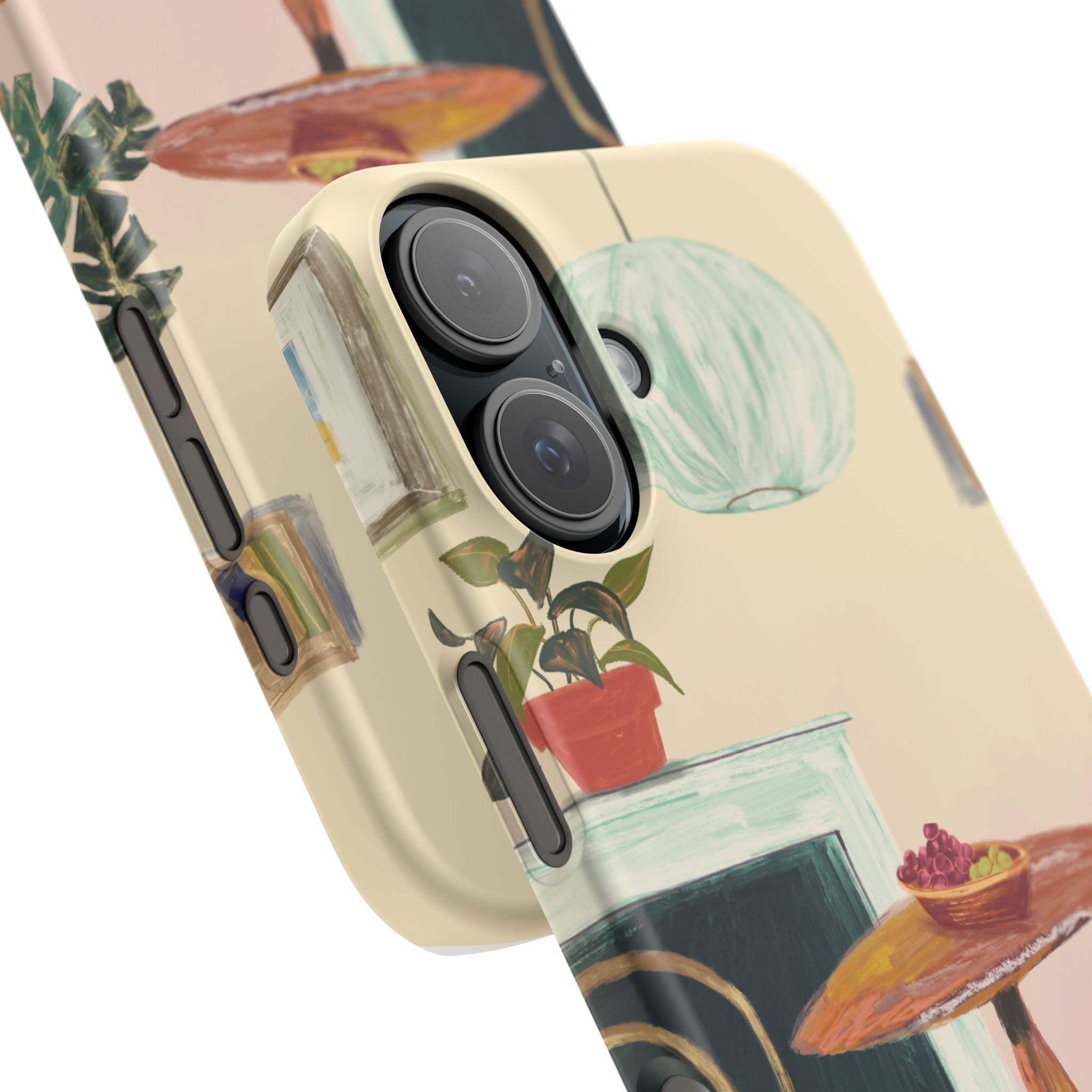 Vintage Bistro Phone Case — Cozy Cafe Interior Illustration Snap Case
