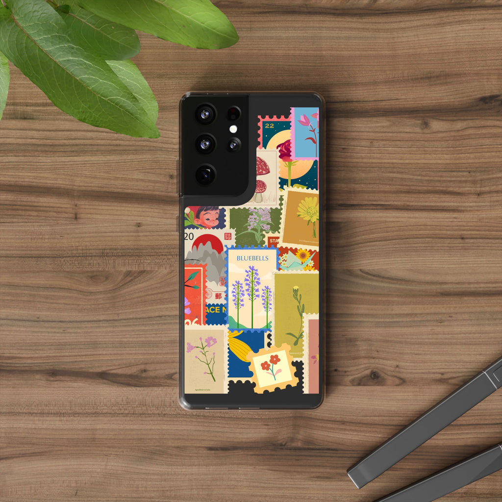 Clear Case — Vintage Floral Stamp Collage Phone Case