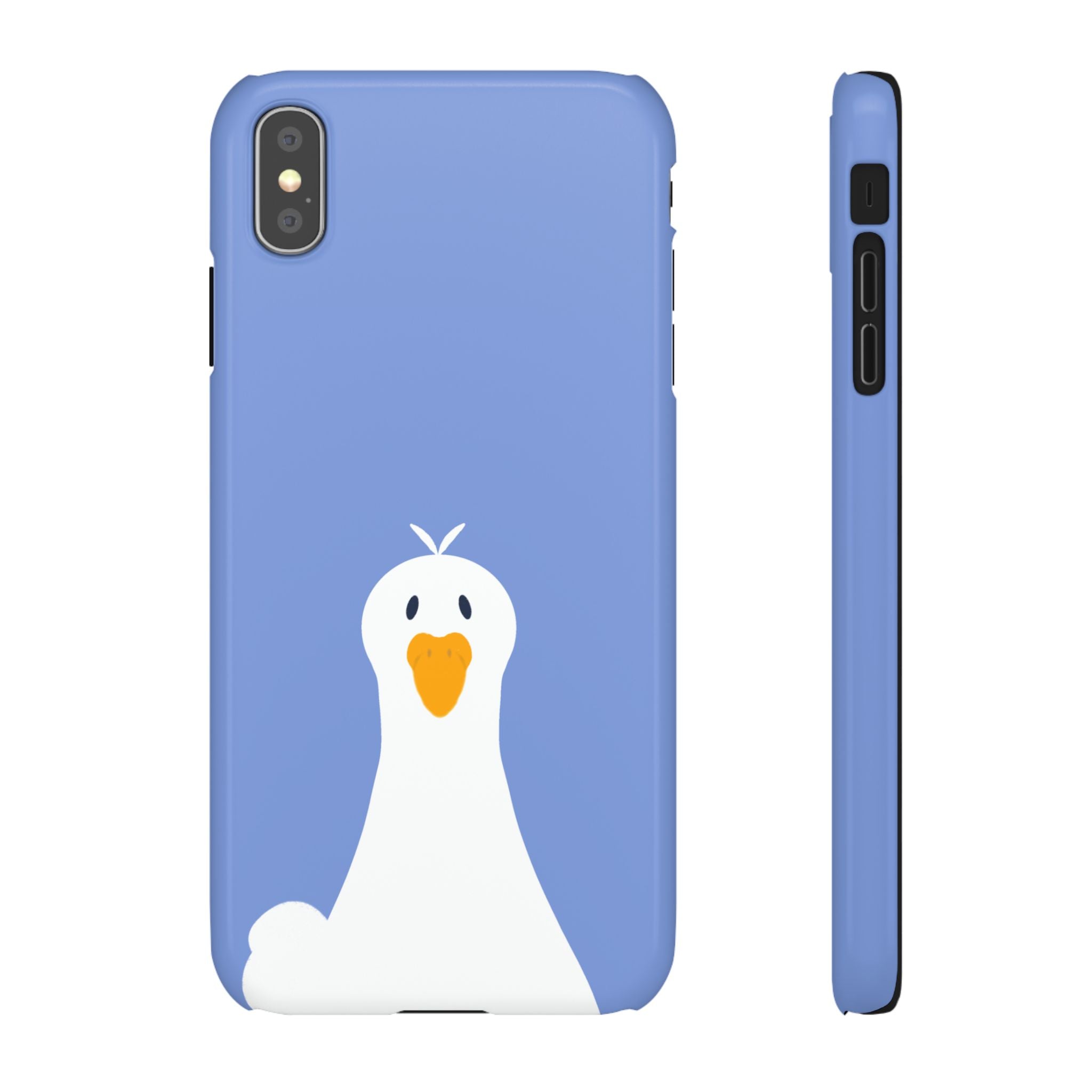 Cute Goose Phone Case – Blue Snap Phone Cover with Whimsical Bird Design