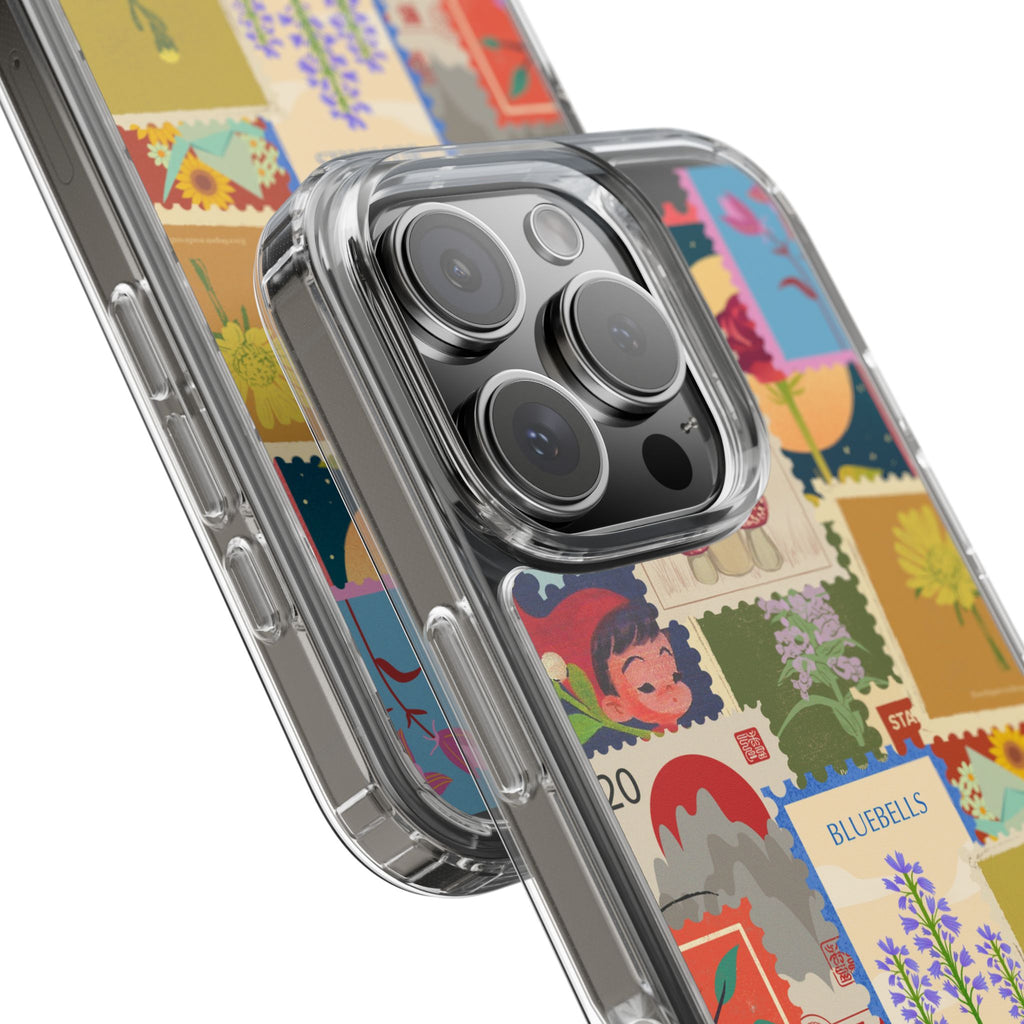 Clear Case — Vintage Floral Stamp Collage Phone Case