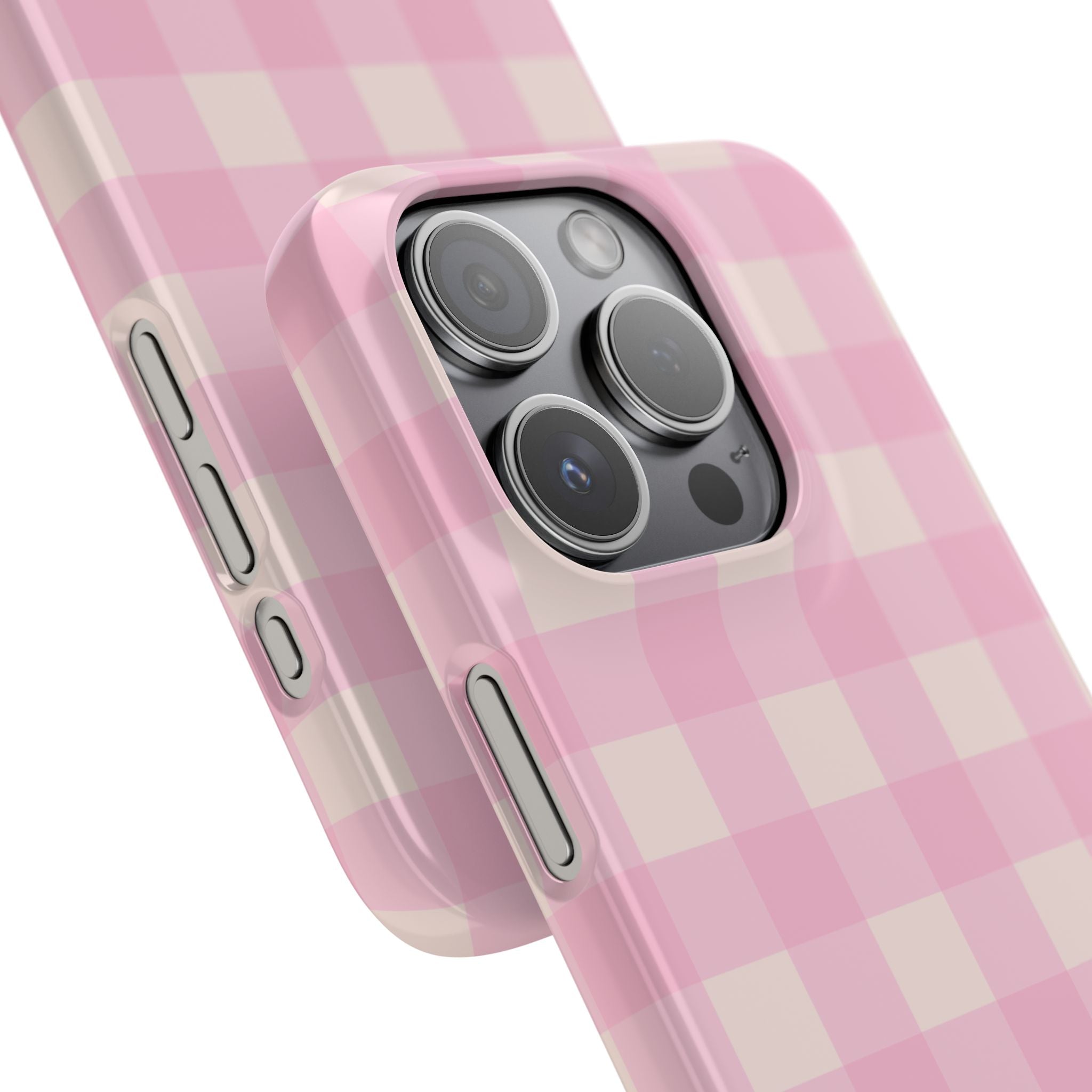 Pink Gingham Snap Phone Case - Cute Pastel Checkered iPhone Cover