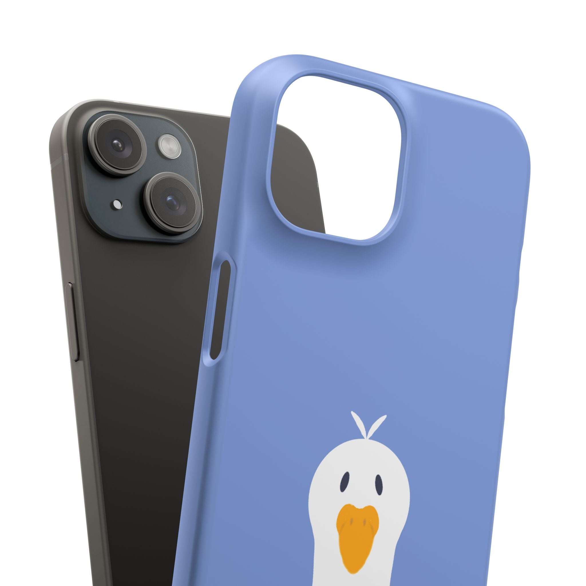 Cute Goose Phone Case – Blue Snap Phone Cover with Whimsical Bird Design