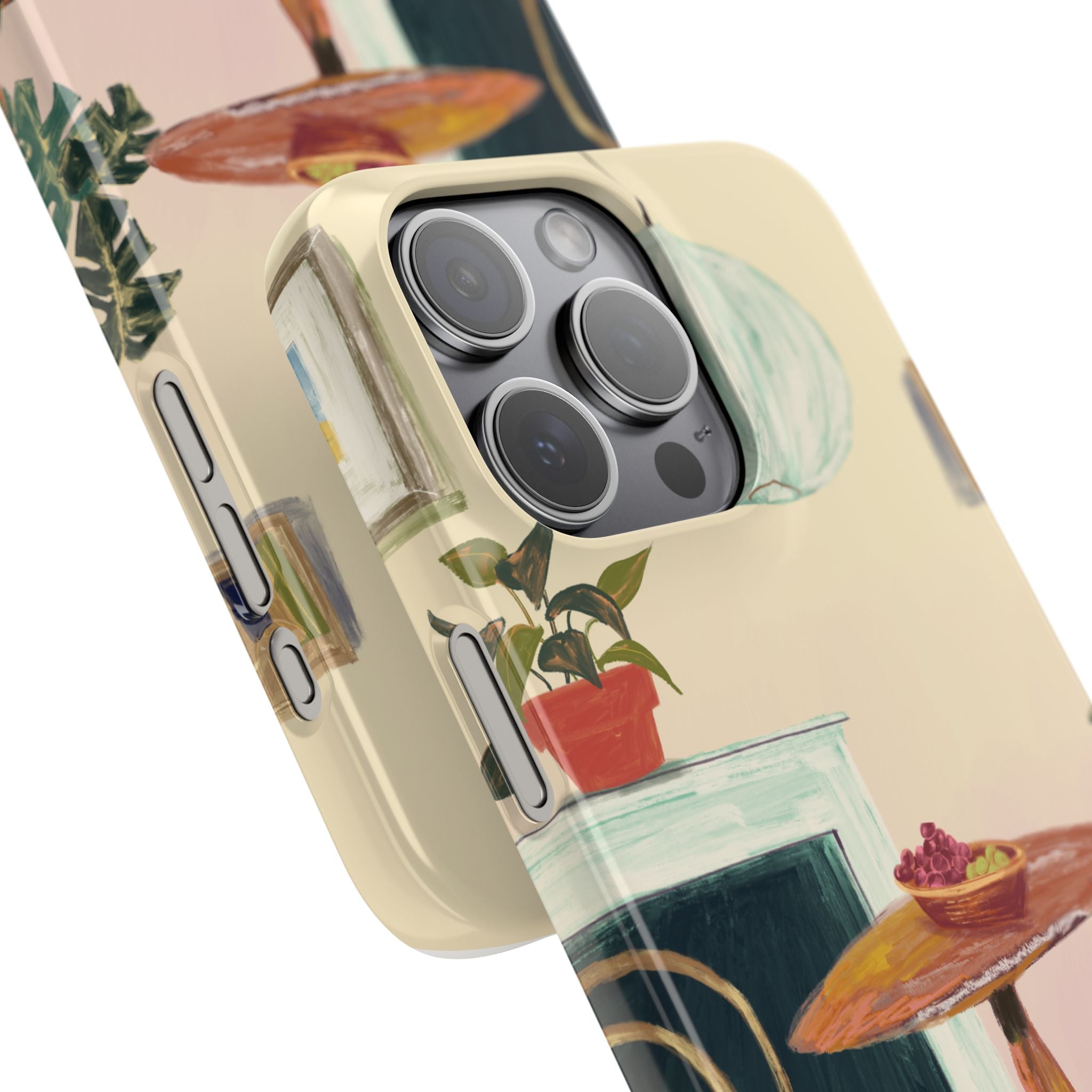 Vintage Bistro Phone Case — Cozy Cafe Interior Illustration Snap Case