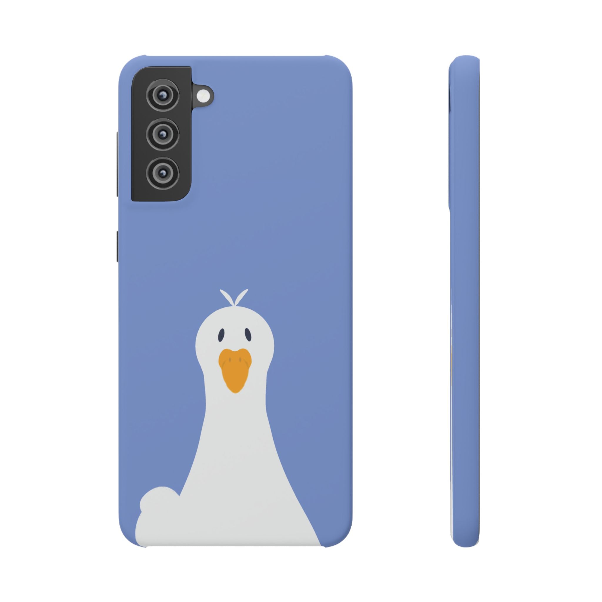 Cute Goose Phone Case – Blue Snap Phone Cover with Whimsical Bird Design